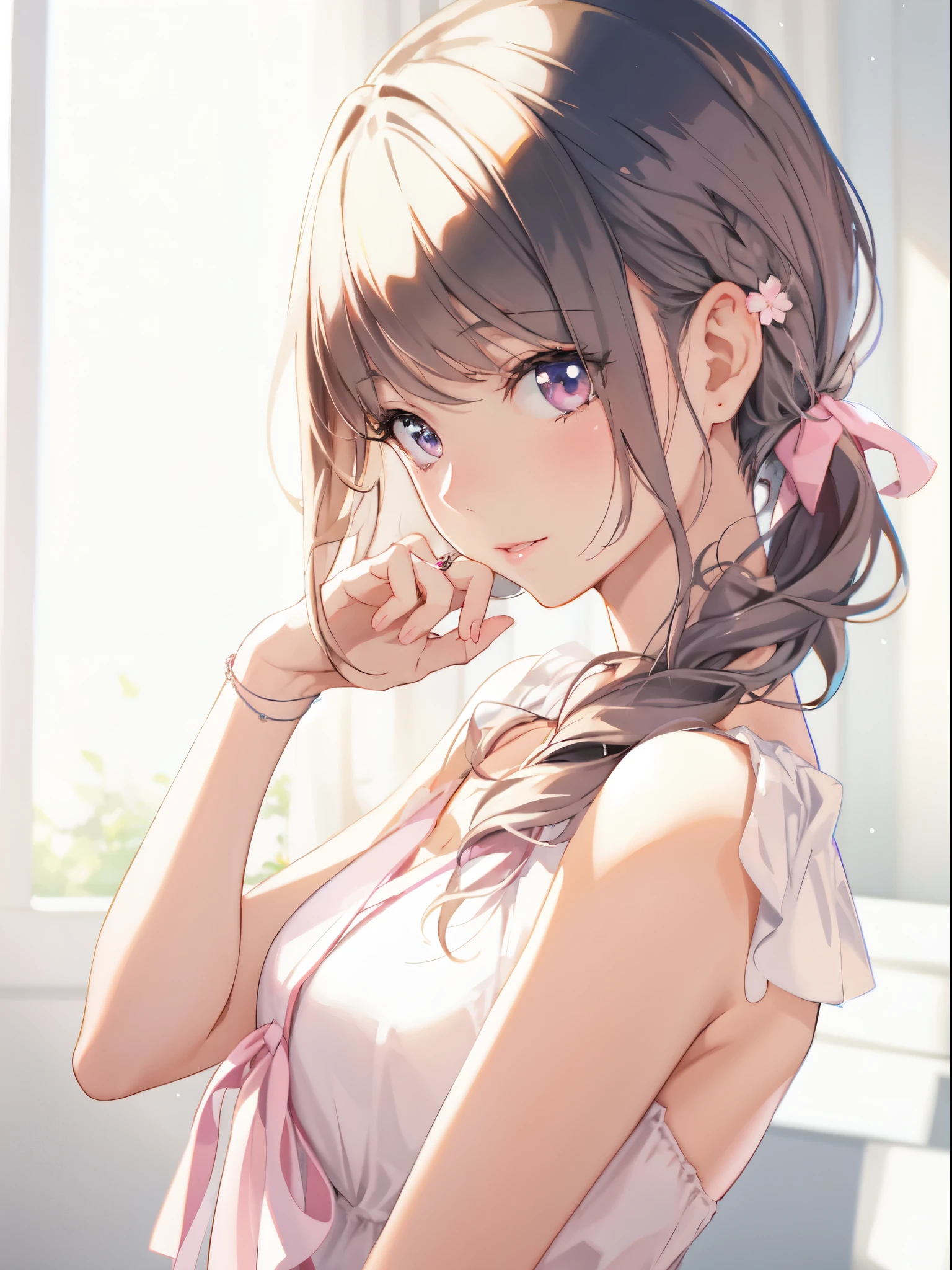 anime girl with long hair and pink dress looking at camera, smooth anime cg art, anime. soft lighting, soft anime illustration, beautiful anime portrait, kawaii realistic portrait, portrait anime girl, cute anime girl portraits, cute anime girl portrait, beautiful anime girl, artwork in the style of guweiz, detailed digital anime art, cute anime girl、master piece, extremely detailed, high resolution,