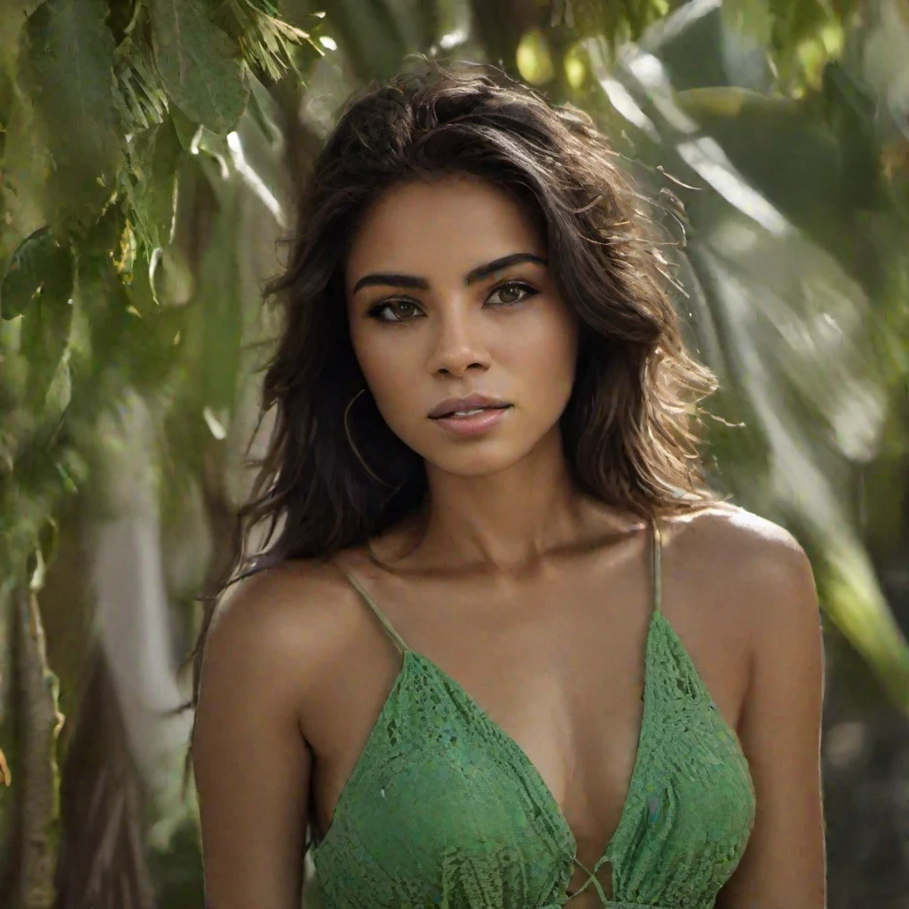 gorgeous latina woman, light freckles, green eyes, smooth dark brown hair, hyperdetailed photography, full body shot