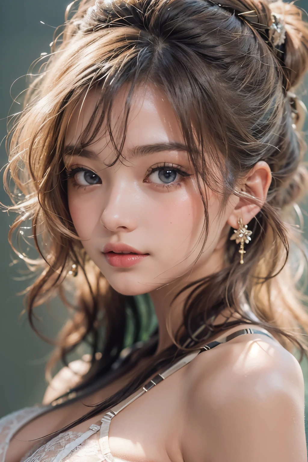 1woman, (Ultra realistic, high res), (highly detailed eyes, highly detailed hair, highly detailed face, highly detailed plump lips), (off shoulder with open breasts), breasts, upper body, caute smile, (best quality:1.4), Raw photo, (realistic, photo-realistic:1.37), professional photography, cinematic light, (fine face: 1.2),fashion model 20 years old, cute, [[[[pure eyes]]]], [[[[closeup]]]], [[[[chest]]]], [[[[neck]]]], [[[[shoulders]]]], perfect eyes, perfect iris, perfect lips, perfect teeth, perfect skin, soft front light, glow, HDR, (muted colors:1.2), Retrato da mulher、white skin、((cabelo Castanho ondas suaves)) Best Blanco Romantico、8K resolution、Frente Illuminada、アメリカの女の子のPortrait、solo、20-year-old、beautiful face、Upper body、medium side cut、beautiful blonde hair、beautiful little face woman, solo,　black theme,　look at the audience,one woman, It&#39;s real, Wolfzan-6500-V1.3, anime、animeスタイル、beautiful diamond eyes、20 year old american girl、braided hair、swimsuit、portrait beautiful detailed woman, very detailedな青い顔, Reality, beautiful narrow blue eyes, huge file size, Super detailed, High resolution, very detailed, highest quality, masterpiece, An illustration, very detailed, ticker, Unite, 8K painting wallpaper, fine, fine details, masterpiece, highest quality, Hvery detailed ticker uniform 8K wallpaper, face light movie lighting、cuteブラウス, dark background, oil, masterpiece, diffused soft film lighting, Portrait, highest quality (perfect face:1.4),stunning girl pictures,(8K and、photorealistic:1.25) 、(lip gloss、eyelashes、shiny face、shiny skin、highest quality、超High resolution、Depth of the bounds written、chromatic aberration、caustic road lighting、natural shading、sexy 1girl, Extremely cute, Amazing face and eyes, (Beautiful lovely smile), (extremely detailed beautiful face), bright and shiny lips, (cute bikini:1.3), (very elaborate lace bra:1.5), smooth skin, super beautiful, attractive, (Best Quality:1.4), (hyper quality), (Ultra-detailed), (hyper-realistic, Photorealsitic:1.37), Authentic skin texture, complex details, extremely detailed CG unified 8k wallpaper, RAW Photos, professional photograpy, Cinematic lighting, coast, sea, palm trees,masterpiece, best quality, high quality, High definition, High quality texture, High quality shadow, high detail, beautiful detailed, finely detailed, extremely detailed cg, detailed texture, a realistic representation of the face, realistic, colorful, delicate, Cinematic Light, sidelighting, Lens Flare, Ray tracing, sharp focus, (intrica