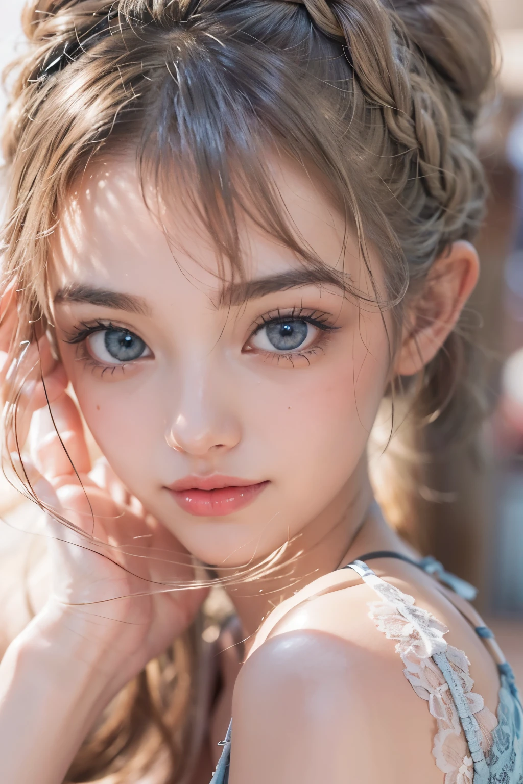 1woman, (Ultra realistic, high res), (highly detailed eyes, highly detailed hair, highly detailed face, highly detailed plump lips), (off shoulder with open breasts), breasts, upper body, caute smile, (best quality:1.4), Raw photo, (realistic, photo-realistic:1.37), professional photography, cinematic light, (fine face: 1.2),fashion model 20 years old, cute, [[[[pure eyes]]]], [[[[closeup]]]], [[[[chest]]]], [[[[neck]]]], [[[[shoulders]]]], perfect eyes, perfect iris, perfect lips, perfect teeth, perfect skin, soft front light, glow, HDR, (muted colors:1.2), Retrato da mulher、white skin、((cabelo Castanho ondas suaves)) Best Blanco Romantico、8K resolution、Frente Illuminada、アメリカの女の子のPortrait、solo、20-year-old、beautiful face、Upper body、medium side cut、beautiful black hair、beautiful little face woman, solo,　black theme,　look at the audience,one woman, It&#39;s real, Wolfzan-6500-V1.3, anime、animeスタイル、beautiful diamond eyes、20 year old american girl、braided hair、swimsuit、portrait beautiful detailed woman, very detailedな青い顔, Reality, beautiful narrow blue eyes, huge file size, Super detailed, High resolution, very detailed, highest quality, masterpiece, An illustration, very detailed, ticker, Unite, 8K painting wallpaper, fine, fine details, masterpiece, highest quality, Hvery detailed ticker uniform 8K wallpaper, face light movie lighting、cuteブラウス, dark background, oil, masterpiece, diffused soft film lighting, Portrait, highest quality (perfect face:1.4),stunning girl pictures,(8K and、photorealistic:1.25) 、(lip gloss、eyelashes、shiny face、shiny skin、highest quality、超High resolution、Depth of the bounds written、chromatic aberration、caustic road lighting、natural shading、sexy 1girl, Extremely cute, Amazing face and eyes, (Beautiful lovely smile), (extremely detailed beautiful face), bright and shiny lips, (cute bikini:1.3), (very elaborate lace bra:1.5), smooth skin, super beautiful, attractive, (Best Quality:1.4), (hyper quality), (Ultra-detailed), (hyper-realistic, Photorealsitic:1.37), Authentic skin texture, complex details, extremely detailed CG unified 8k wallpaper, RAW Photos, professional photograpy, Cinematic lighting, coast, sea, palm trees,masterpiece, best quality, high quality, High definition, High quality texture, High quality shadow, high detail, beautiful detailed, finely detailed, extremely detailed cg, detailed texture, a realistic representation of the face, realistic, colorful, delicate, Cinematic Light, sidelighting, Lens Flare, Ray tracing, sharp focus, (intrica