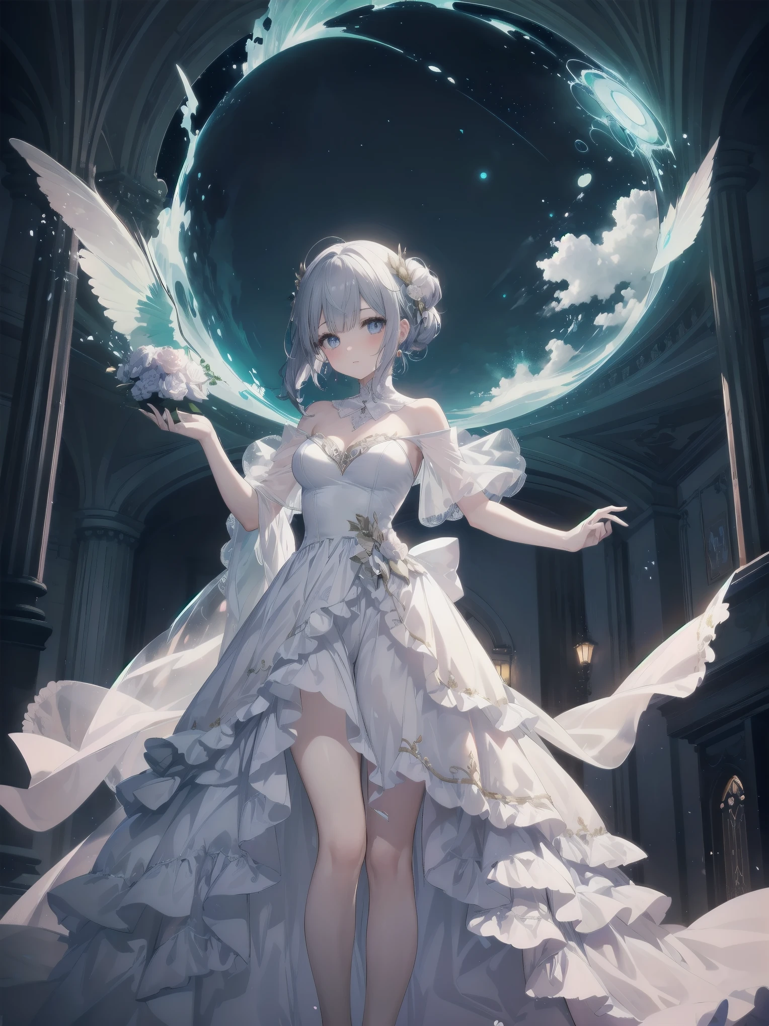 Artistic AI Art Galaxy、one girl、dynamic pose、"A Noblewoman's Whimsical Adventure"
Imagine a beautiful, elegant noblewoman, dressed in a stunning gown with intricate lace and beadwork, standing in front of a glowing, ethereal portal. She looks curious and adventurous, with a hint of mischief in her eyes. The portal seems to be leading her to a fantastical world, full of magical creatures, ancient ruins, and hidden wonders. The atmosphere is dreamy and surreal, with soft, pastel colors and delicate lighting.