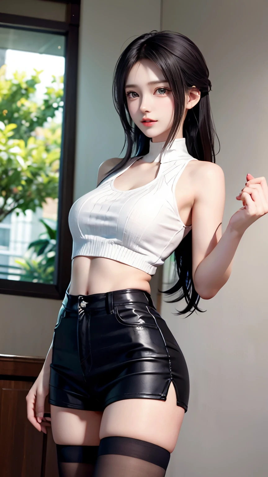 (very delicate and beautiful:1.2)super model,perfect shape,girl's,,Thighhighs,beautiful feet,beret,gentle expression,spoiled look,Innocent face,mini skirt,big breasts,beautiful breasts,voluptuous,bike shorts,,masterpiece, highest quality, High resolution, 8K, , Maid clothes,mini skirt,,short hair, messy hair, blush, sexy pose, big breasts, sweating,, sweating, cityscape, vivid details, super detail, realistic skin texture, Surface details, Beautiful eyes in every detail, medium full shot, ,flame background,smile,Look at your audience