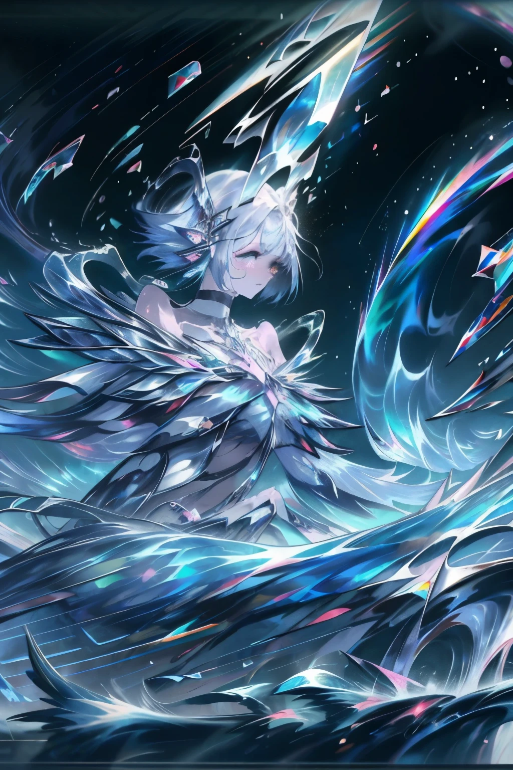 (ethereal, dreamlike), (white hair girl), (dancing in the space), (4k resolution, professional, masterpiece), (floating dress), (graceful movementasterpiece, top quality, best quality, official art, beautiful and aesthetic:1.3), (1girl:1.3), extreme detailed,(fractal art:1.3),colorful, photoRealstic, cosmic background, celestial glow, serene atmosphere, hypnotic, enchanting, otherworldly, seamless motion, high resolution, detailed textures, ethereal lighting, mesmerizing, EV-1.0,NSFW、barechested、years、fullnude、art stations、4 k、awardwinning、being thin、Slender body、Smaller chest、Ribs、Live-action background、fullnude、fullnude、Luxurious hair ornaments、８Head and body、A slender、Very skinny、Luxury、skinny、Ribs、discreet breasts、Smaller chest, beauty legs、Constricted waist、dented belly、Beautiful hair、Condescending look、Whole body frame-in from head to toe、summer、dog collar、a choker、Yui Arakaki