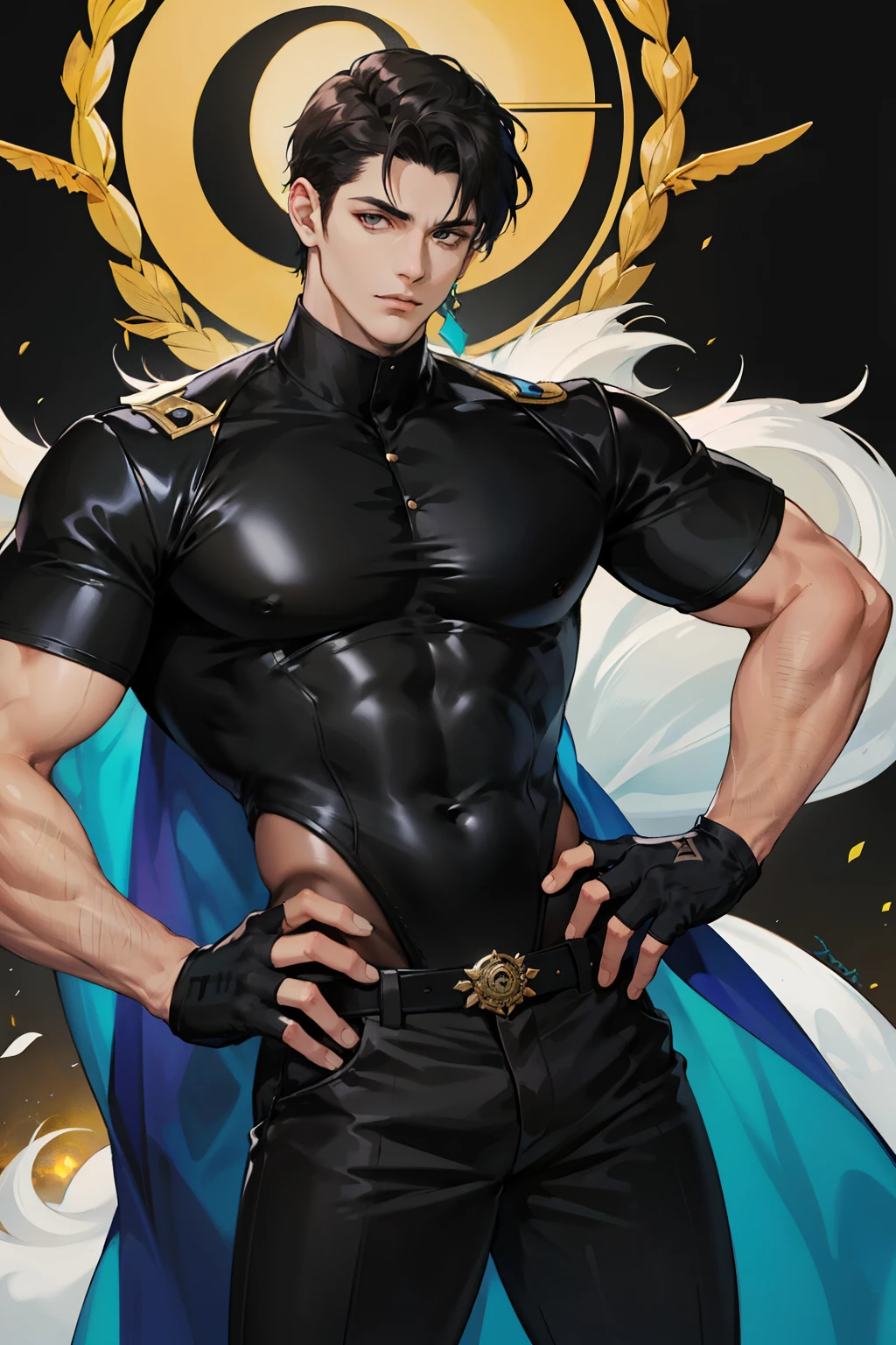 ((solo male, masterpiece, highly detailed, high resolution)), hyper cock, cock in clothes, large cock, huge cock, huge dick imprint, sci-fi, embarrassed, blushing, 1boy, 1male, one male, wide eyes, cyberpunk clothes, chin-length hair, two-tone hair, trembling, ((excessive cum)), ((hyper cock fetish)), ((hung femboy)), thick and large cock, thick cum, ((cumming)), ((ejaculation)), ((accidental ejaculation)), gold accents, MALE, BOY, SOLO BOY, SOLO MAN, ONLY ONE MAN