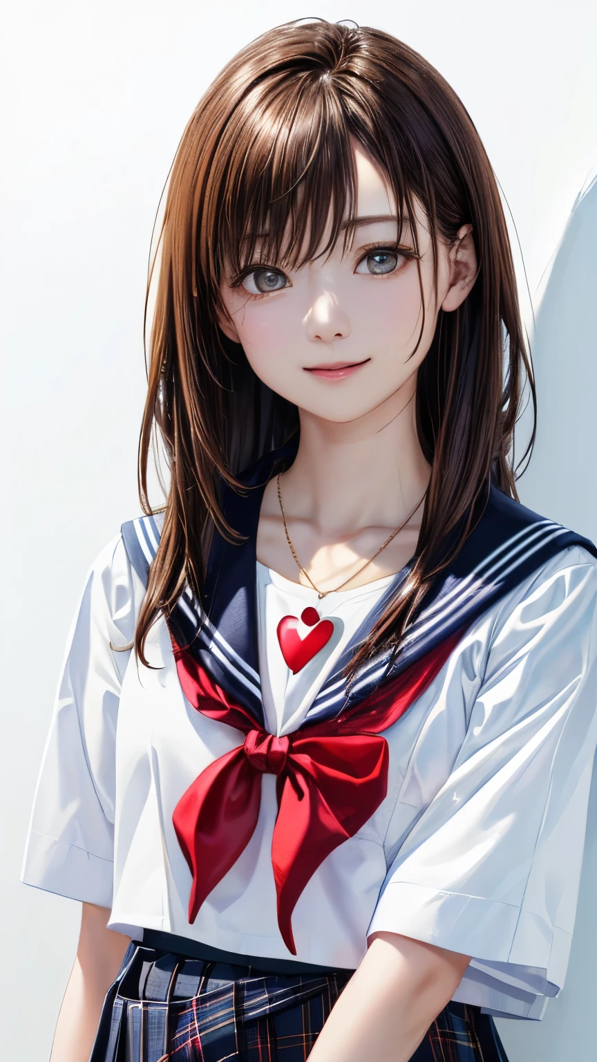 Beautiful illustration、an oil painting、top-quality、 s、Bedroom、red hairs、length hair、(((a black pleated skirt)))、(((White sailor suit)))、shortsleeves、a navel、Flipping up the skirt with your hands、Show white panties、Pull up your skirt and show your panties、bare-legged、on the beds、lovely thighs、glowing thigh、Side Ponytail Hairstyle、Bunching your hair with scrunchies、Bending legs、a smile