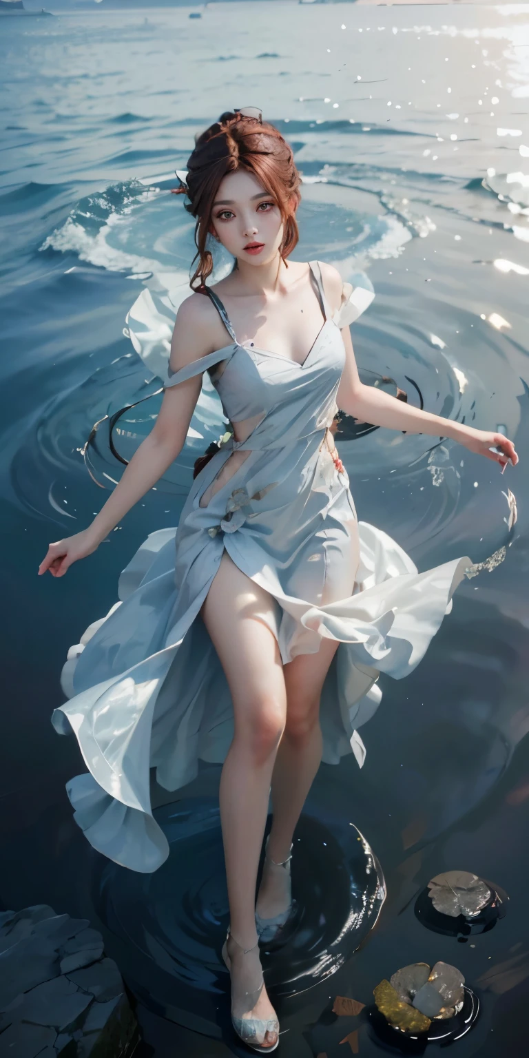 (Modify hair only、Face)Reddish-brown hair,Long curly hair,Good-looking bun,nice hairstyle,red headdress,red eyes,red eye,red pupils,Delicate and detailed eyes,sparkling eyes,huge
