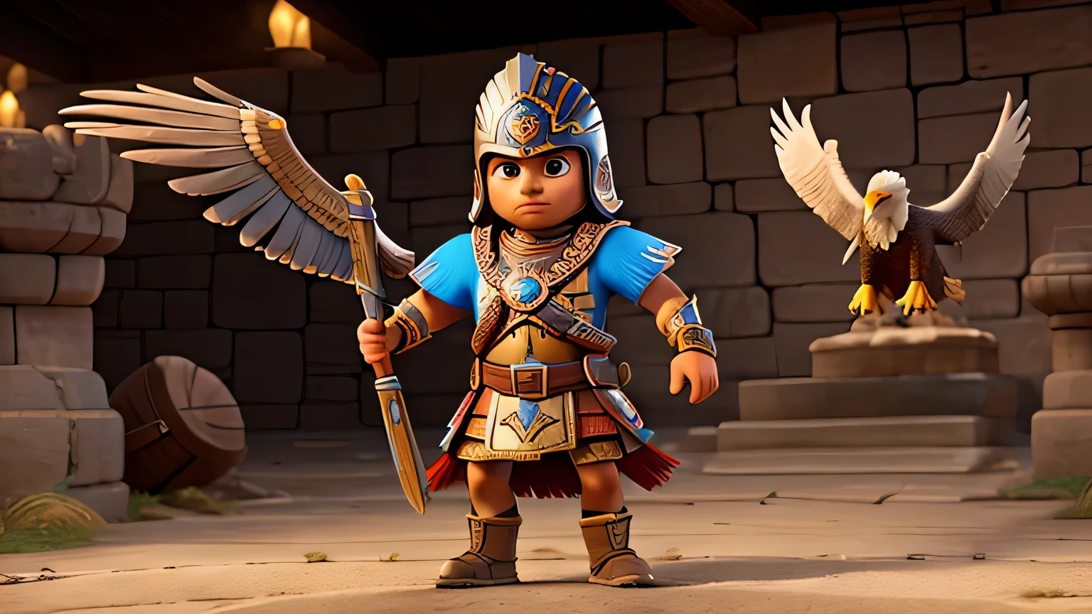 year 1455 aztec warrior, golden eagles team, comandante, costume according to the era, cuerpo completo, position t, eagle-shaped helmets