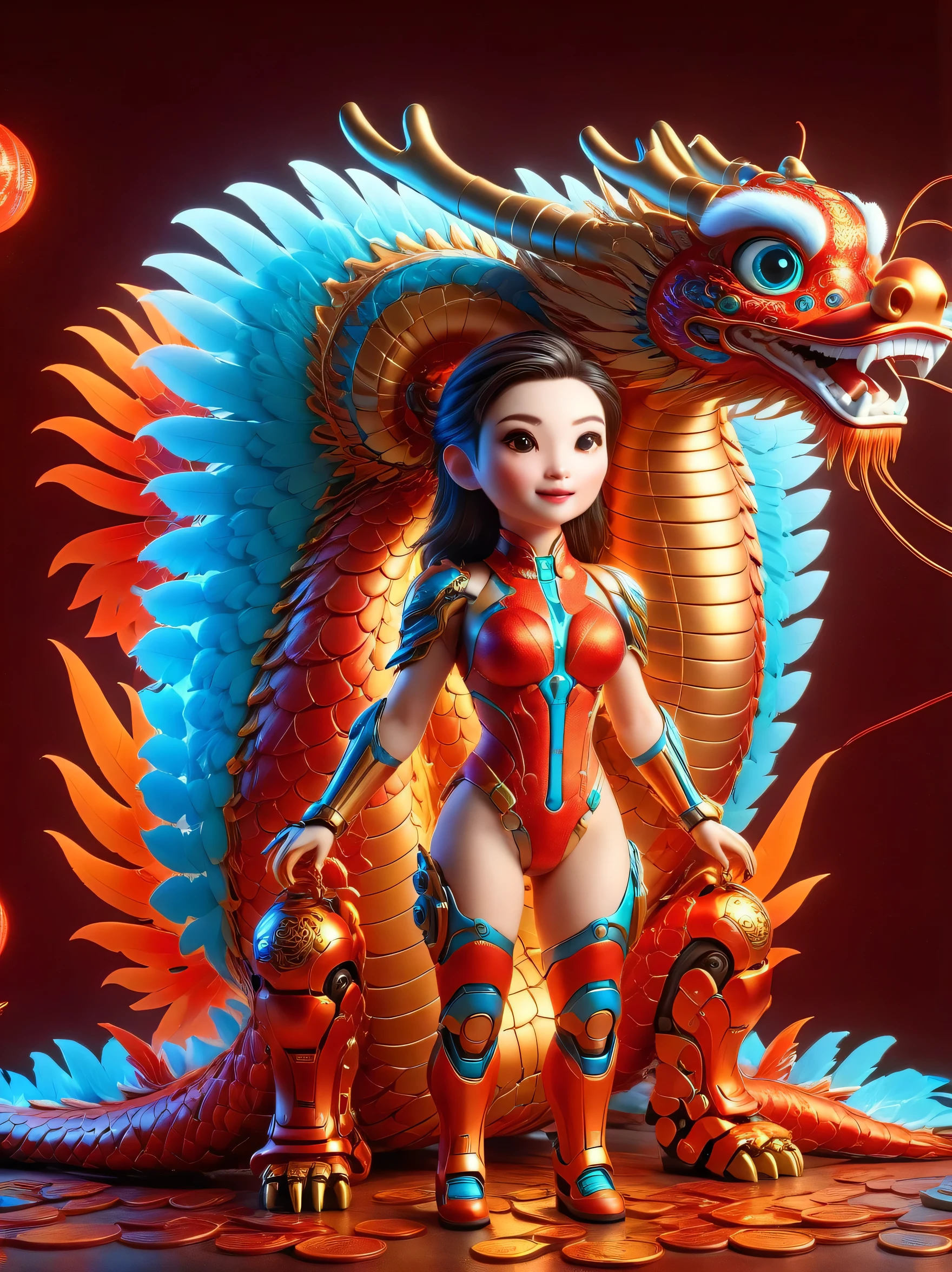 （masterpiece，best quality：1.2），future，Mechanical Angel，High-tech machinery，Dreamy brilliance，female image，exquisite craftsmanship，masterpiece，glow，neon lights，High-tech machinery零件，Mechanical fingers，mechanical wings，Mechanical head，Metal羽毛，Cool look，Mechanical legs，Bionic eye，Beautiful feather design，dream light，electric red，Bright orange，生动glow的眼睛，反光Metal表面，interlocking mechanical gears，Dynamic and fashionable，motion blur effect，Sci-fi atmosphere，Aerodynamic streamlined shape，Laser scanning pattern，Holographic projection，glow电路线，electric spark，Shiny chrome，global illumination，shadow，octane rendering，8k，super sharp，Metal，complicated，decorative details，cool color，高度complicated细节，realistic light，CG social trends，glow眼睛，face camera，neon lights细节，mechanical limbs，blood vessels attached to tubes，A mechanical vertebrae attached to the back，Mechanical cervical spine attached to the neck