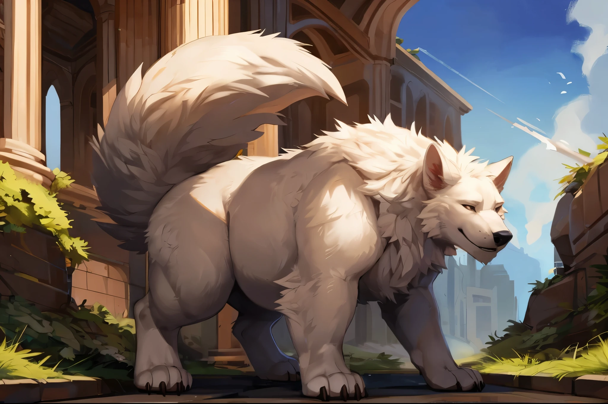 4k ultra quality, 4k full body view,(ultra high detailed body), wolf, detailed body,by mystikfox61, by glitter trap boy,feral paws, by bebebebebe,by morethreedee, by seibear,(thick thigh),(chubby thigh),thicc thigh,thick legs,chubby legs,thicc legs,massive butt,enomorous thigh,massive thigh,massive legs,thick lower legs,wide legs,(detailed thigh),(wide thigh),fluffy belly,furry belly,sharp nails,((sfw)),(ultra detailed face),detailed eyes,big tail,fluffy tail,(detailed tail),enomorous tail,bigger tail,huge tail,volumetric light,bigger taur body,big lower belly,big paws,(thick paws),fluffy paws,furry paws,enomorous paws,animal focus, beast,standing,(bigger lower body),strong lower body,(long legs),front view,macro,giga,master works, super fine, 4k resolution, high quality, movie lighting, high picture detail,dark fantasy,beast creature,illusory engine, Masterpiece,shiny fur