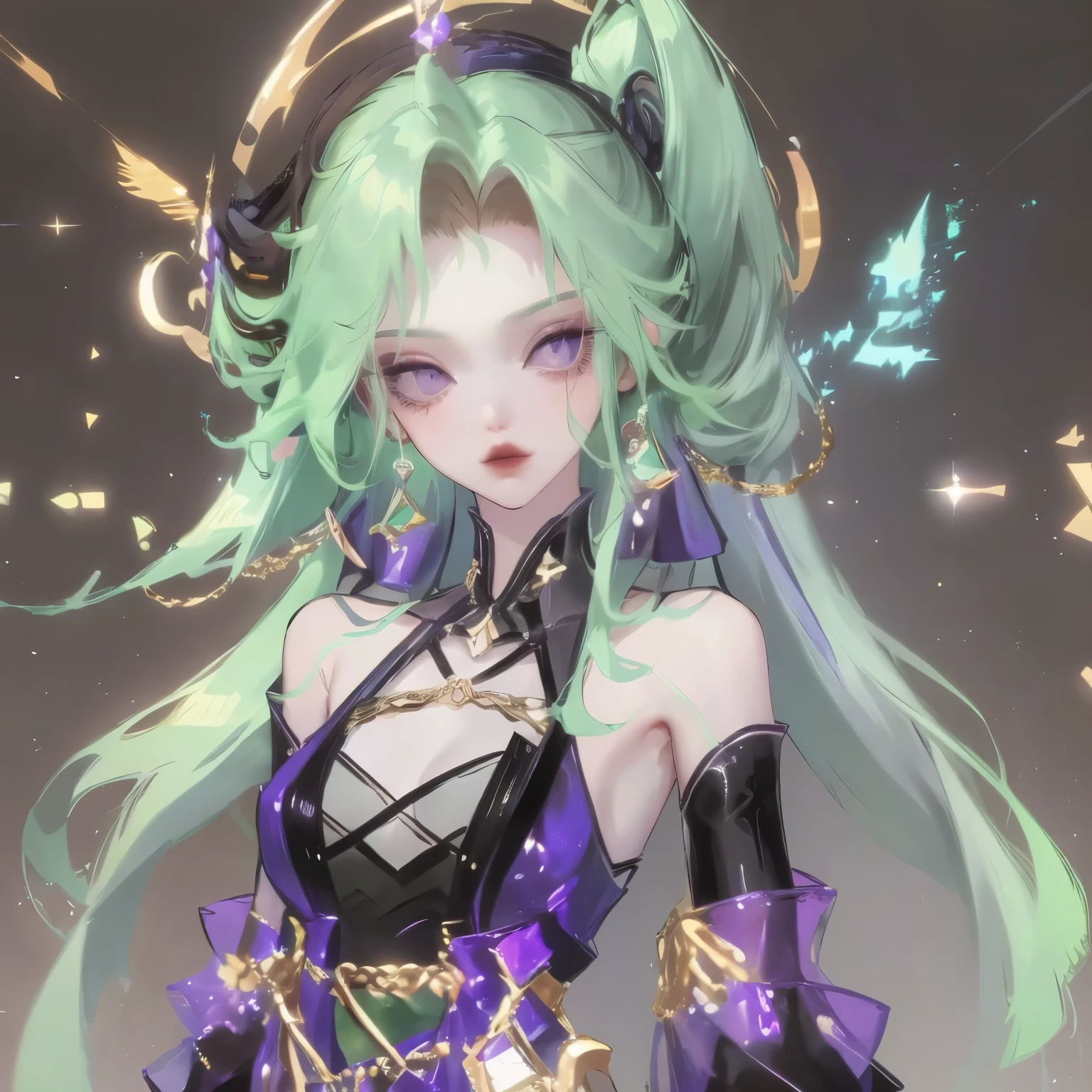 Italian Girl anime version (power to control the wind, purple eyes and light brown medium hair, green and black sleeveless clothes and jacket in Italy)