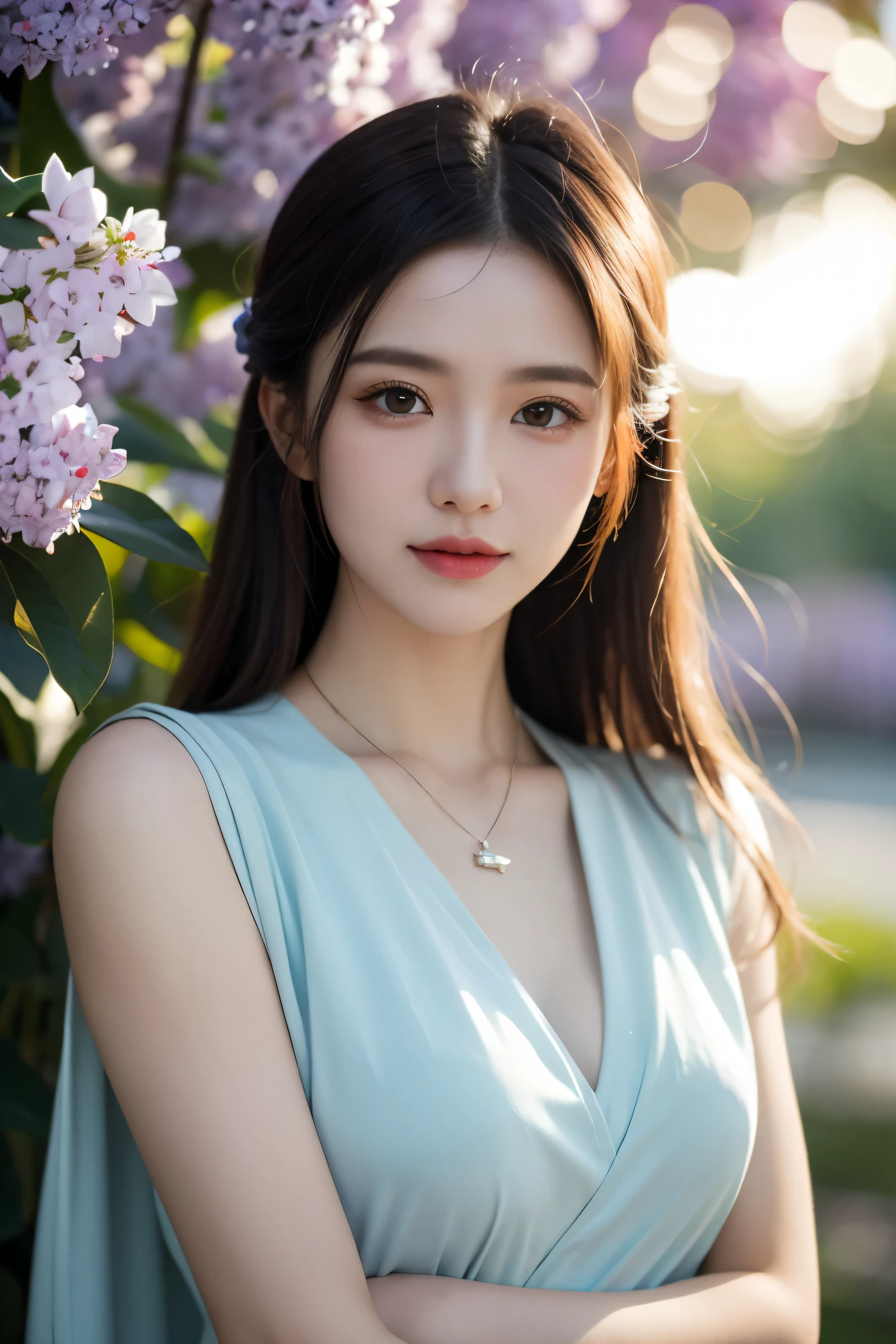 good quality, masterpiece, High Resolutiexist, 1 girl, blush, (seductive smile: 0.8), star student, Chinese Hanfu Lilac, hair accessories, necklace, jewelry, beauty, exist_Body, Tyndall effect, realism, Lotus Pexistd, light edge, Two-texiste Lighting, (High detail skin: 1.2), 8K Ultra HD, SLR camera, soft light, high quality, Volumetric lighting, photo, High Resolutiexist, 4k, 8k, background bokeh