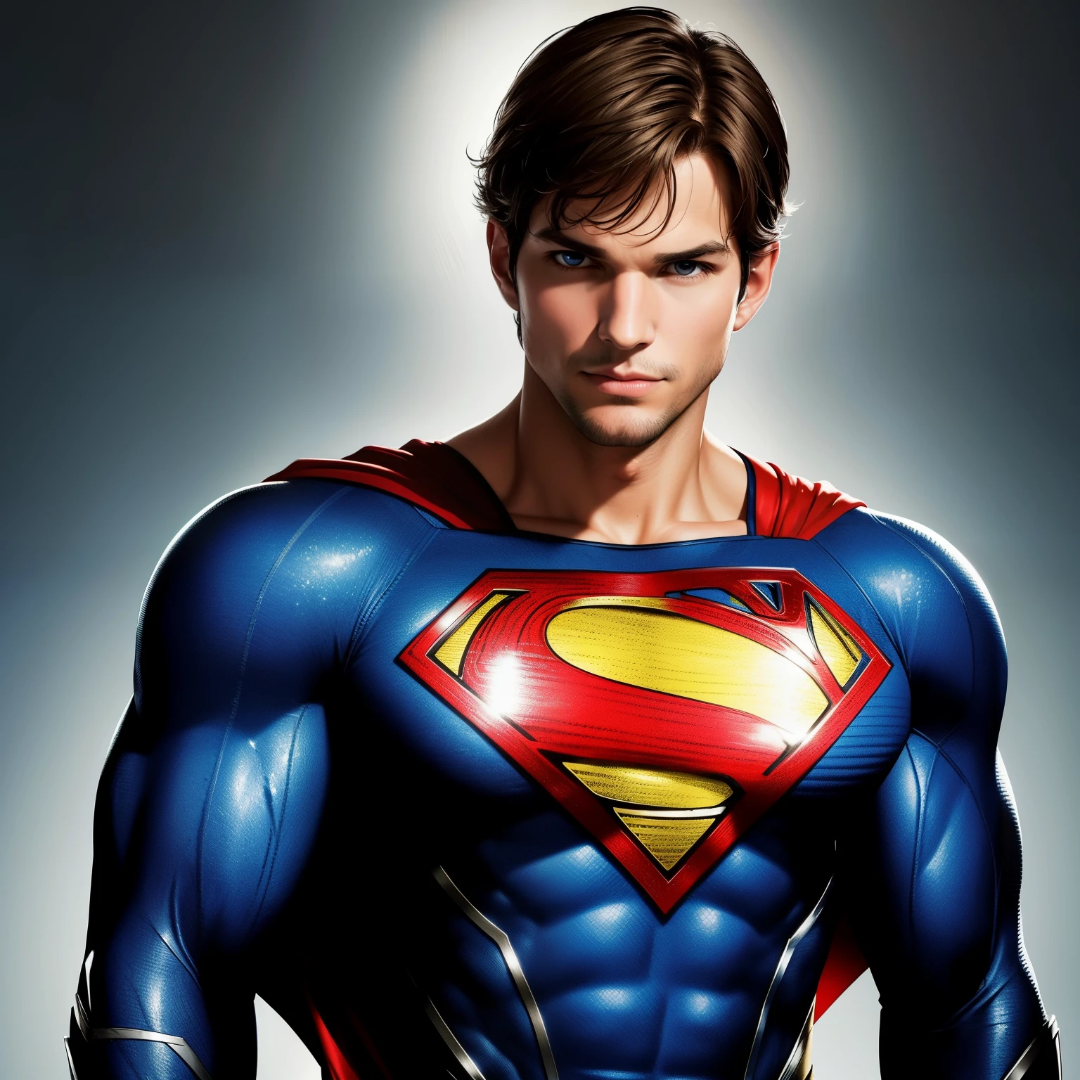 (masterpiece, best quality, ultra high definition, realistic, detailed, comic book styled, Ashton Kutcher portraying Superman), oil painting, digital art
Ashton Kutcher, in the iconic role of Superman, comes to life in this stunning masterpiece. His chiseled features, defined by sharp, pronounced jawline and piercing blue eyes, are rendered with meticulous attention to detail. The muscular definition of his chest and broad shoulders are accentuated by the subtle lighting, creating an aura of power and strength. Kutcher's portrayal of the Man of Steel is captured in the best quality, with every fiber of his costume and every detail of his