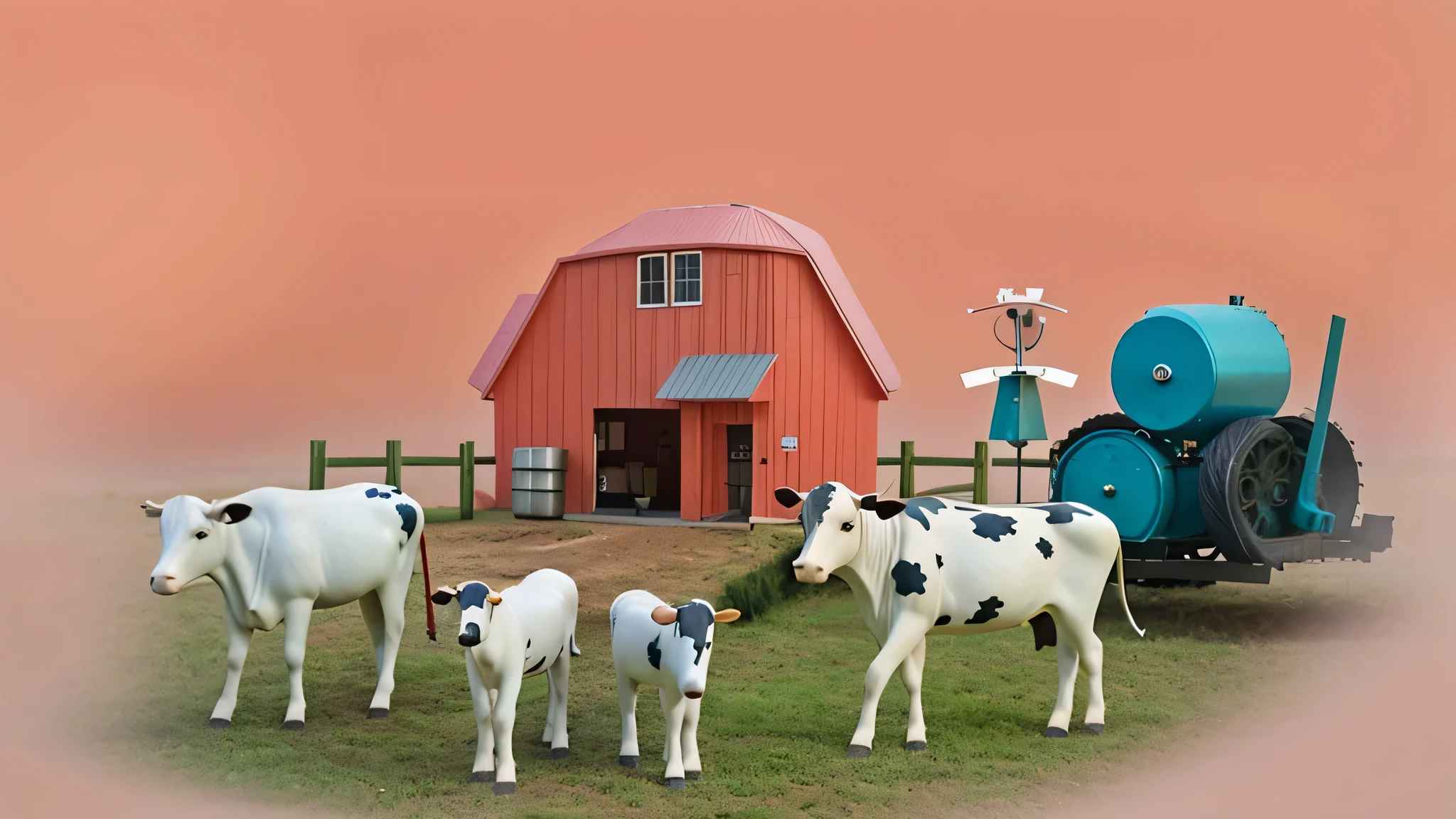 dairy cow、farm sculpture,Color steel,best quality
