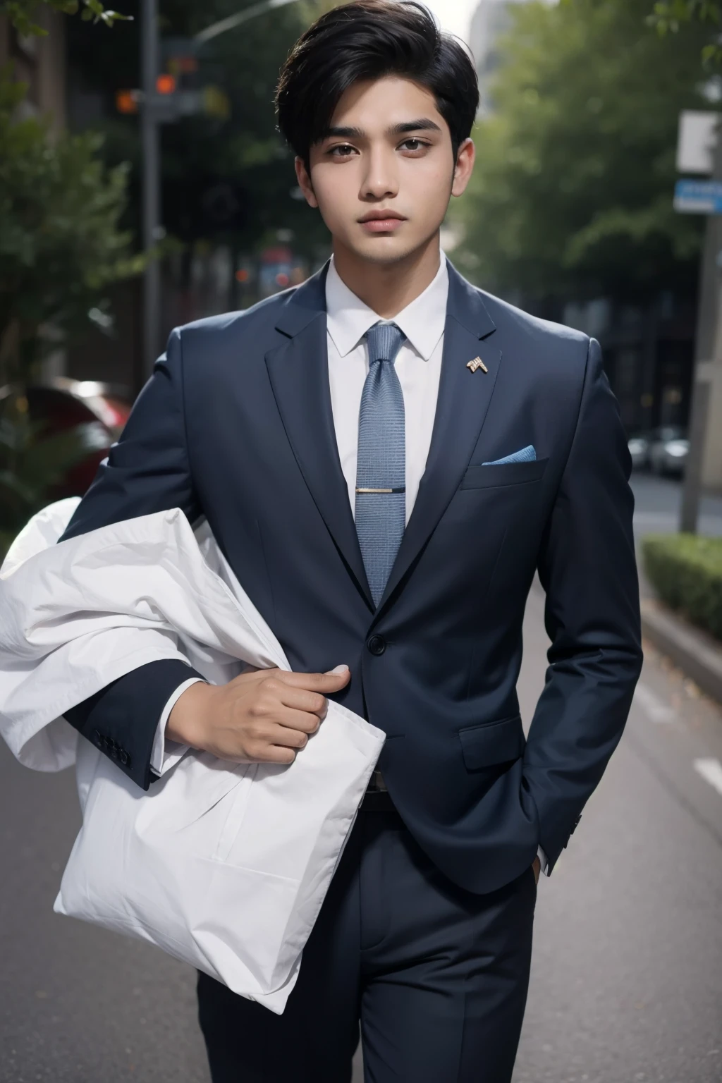 Indian young men with round face with stylish suit looking for business opportunity