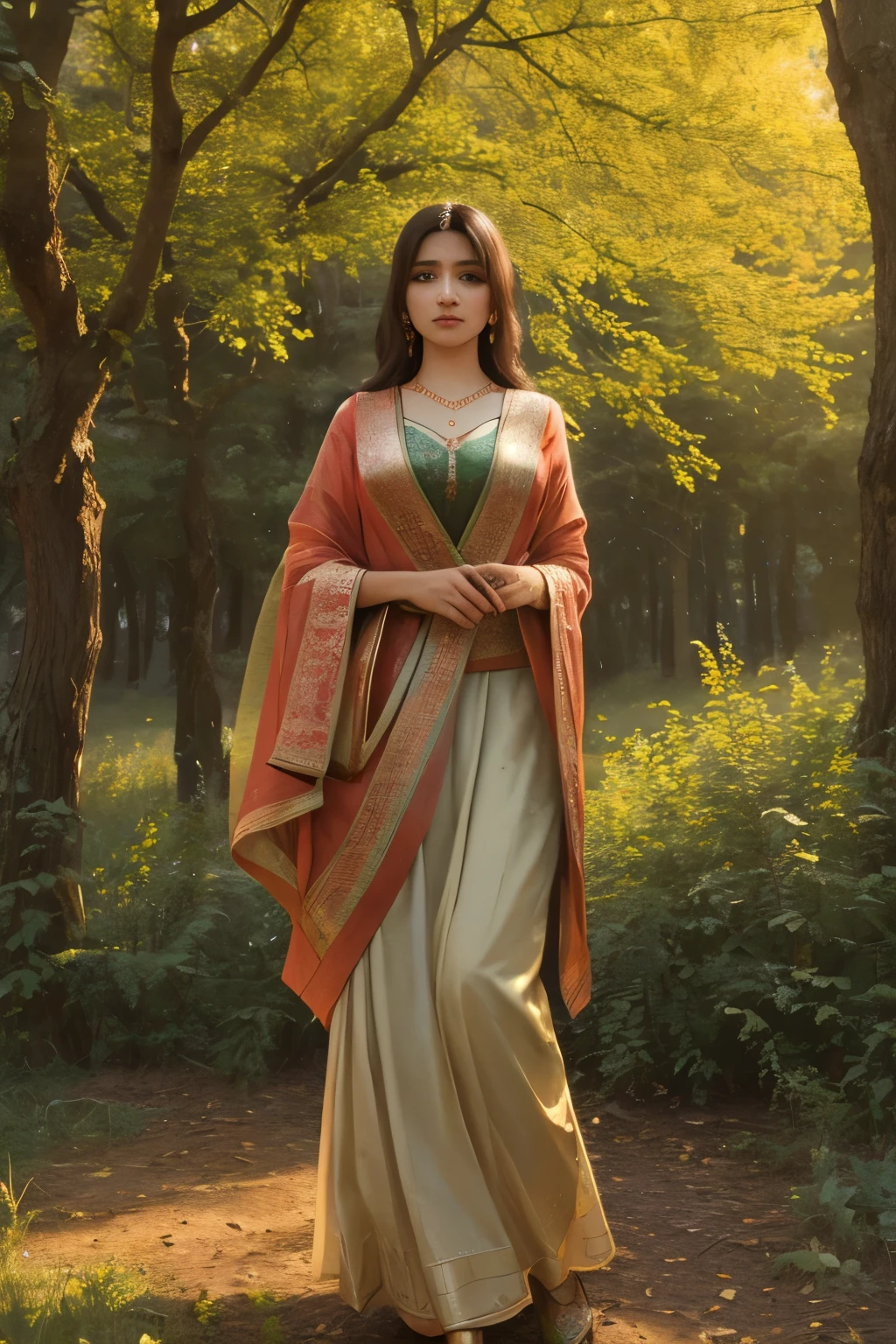 (best quality, masterpiece, detailed, realistic, photo-realistic, 35mm film, HDR, 4k, sharp focus, 8mm film grain, Highres:1.3), full body, Indian, 1girl, focusing on camera, leaning, cleavage, detailed masculine, realistic body, detailed eyes, detailed face, ultra high details, masterpiece , perfect eyes, outdoors, rubayetrehman, rubayet rehman,
forest, light,