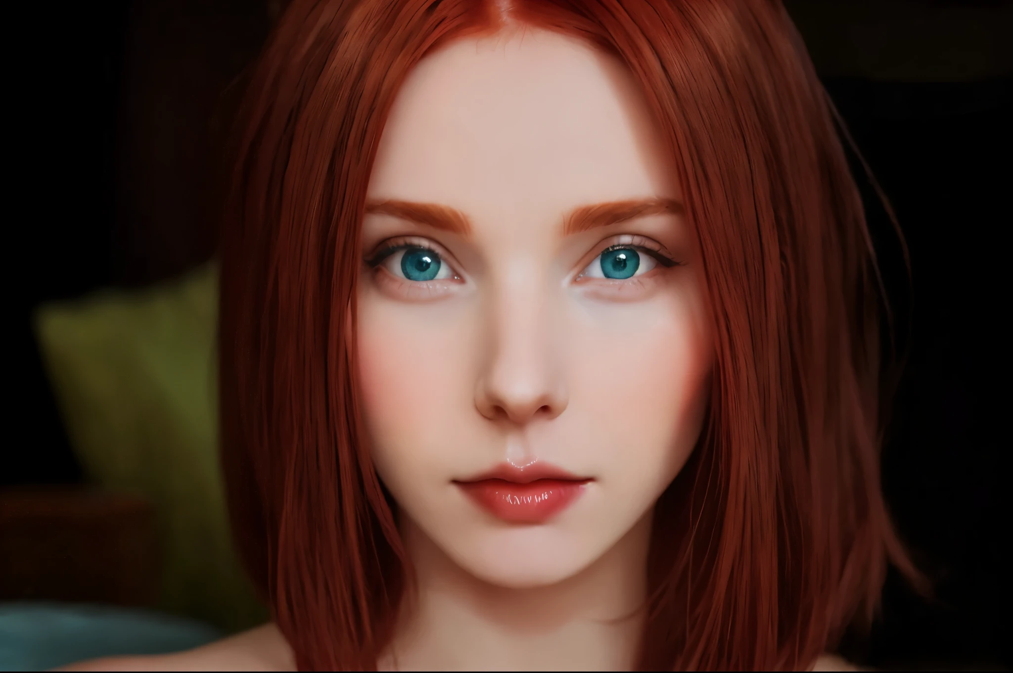 red hair and blue eyes posing for a photo, woman with cat face, beautiful redhead woman, redhead woman, bright cute, finely perfect face, red hair and green eyes, young redhead Woman, realistic beautiful face, detailed beauty portrait, cat and woman face composition