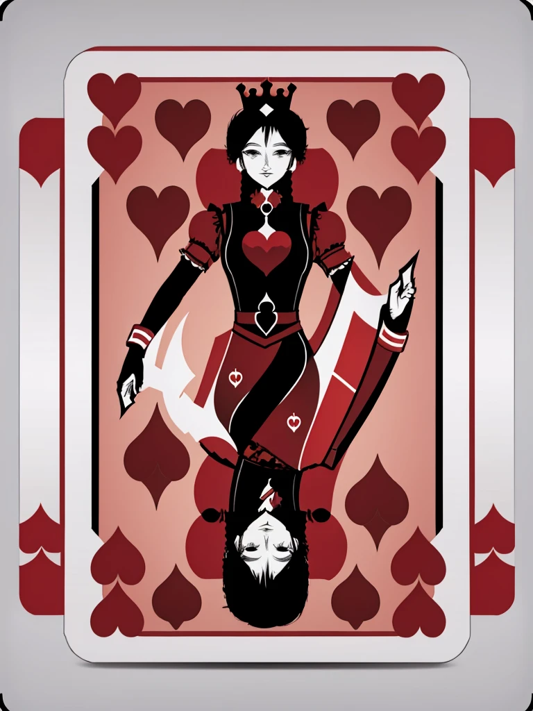 symmetrical design card, Queen of Hearts