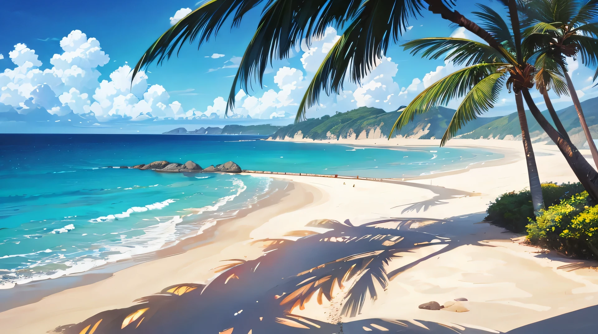high resolution,High definition,high quality,Drive along the coastline,hot sunshine,the sea is sparkling