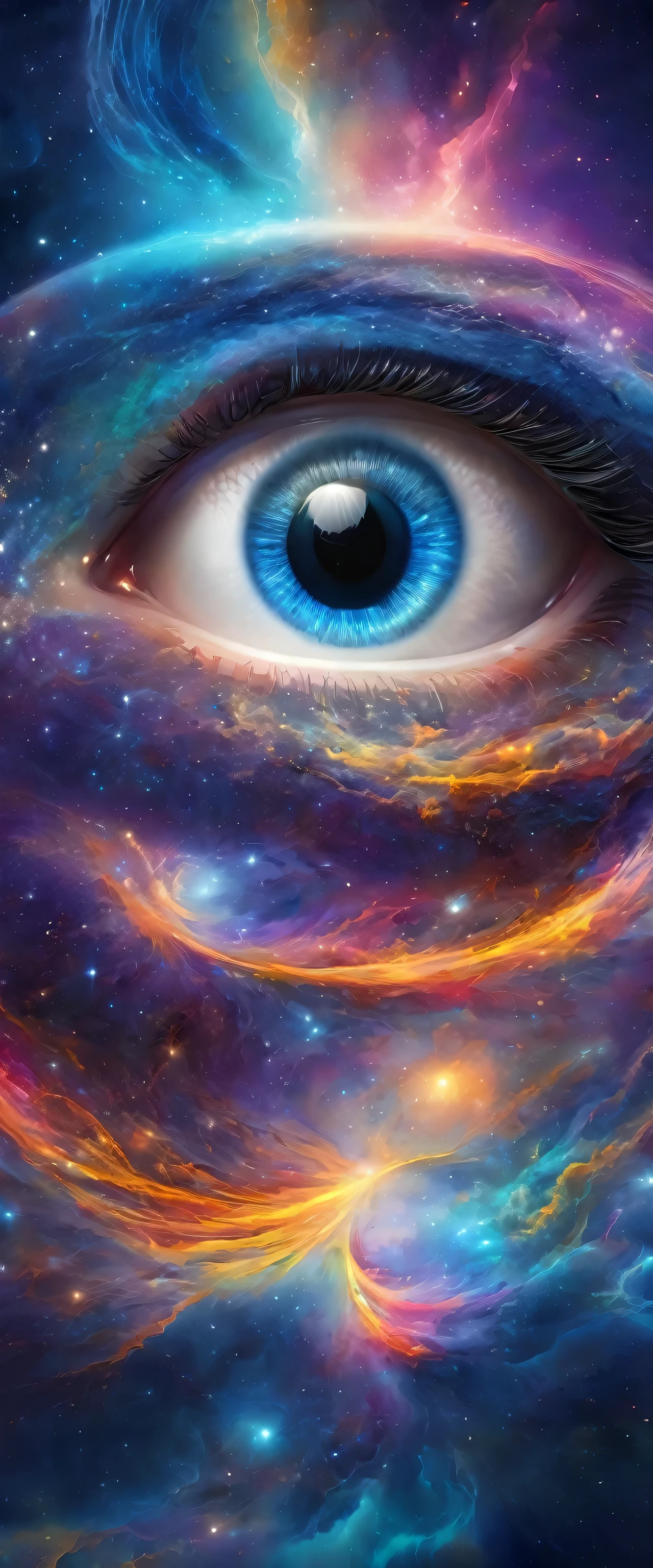 (Sozinho) Nuvens incrivelmente espetaculares,Um olho enorme,Portrait of a mystical giant eye, o olho do universo, O Olho de Deus, mystic eye, Eyelash,globos oculares,olhos coloridos,Emergency scene in a cosmic cloud, Cadeia de Nebulosa Fractal, cosmic, celestial, cosmic, A vibrant and vivid entity, rodopiante, wiring, irreal, alto contraste, simbolismo, magical, mystic, mystic, hiper-realista, supersaturation, colorida, 8K