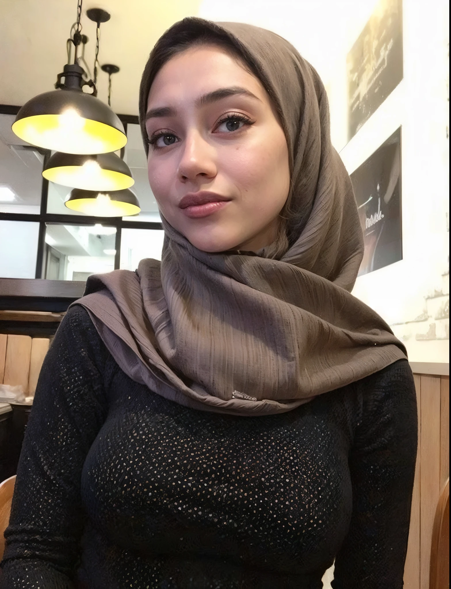 masterpiece, (ultra-high-definition portrait:1.4), Realistic, extremely detailed, CG unified, 8k, Clean lines, highly detailed, High-definition, raw color photos, she is smiling, Realistic portrait, Cinematic Light, Beautiful detailed, 1hijabgirl indonesian, (165cm tall, big breasts with very very tight clothes:1.5), Beautiful big breasts, breasts details, very tight, (Biggorgeous eyes, Soft smile with lovely look:1.5), (Fine face:1.4), Close up of a girl in Beautiful clothes with errcted nipple, biggorgeous eyes, Soft smile, scarf, (Beautiful Tight Clothing with curvaceous body:2), pose 4 of 1 6, Undress, No bra, (nipples that are clearly sticking out detail:1.2), Outdoors, high intricate detailed, float, cum on, Sense of truth, beautiful landscape forest, sexy lighting,