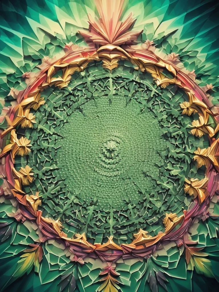 ((Symmetry, with beautiful vitro-style colors:1.5)),((Imaginative scene)),((perfect, meticulously detailed: 1.4)), ((full shot: 1.4)), ((Best quality)), (( Masterpiece)), 3D, (Hyper Detailed: 1.3), ( Photorealistic: 1.4), ((Front Camera, Front View)), 32k.