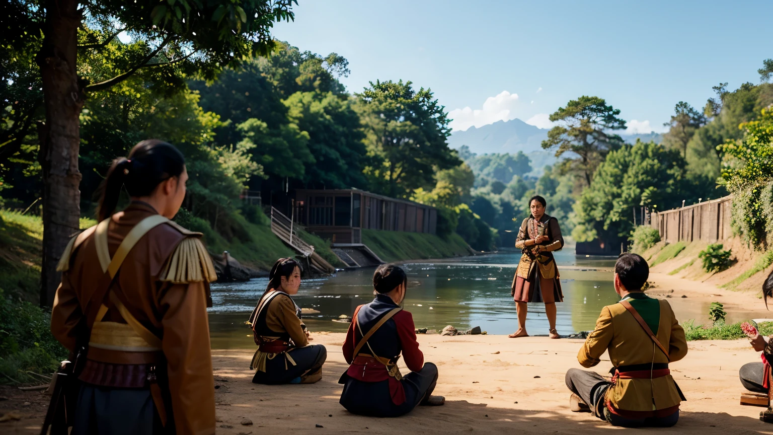the scene of games movie about battleground in Java island in 1740 between Chinese rebel and Dutch kingdom occupation army, cinematic, masterpiece, war chaos situation