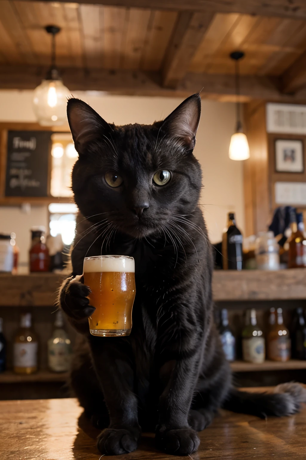 A cat holding a beer