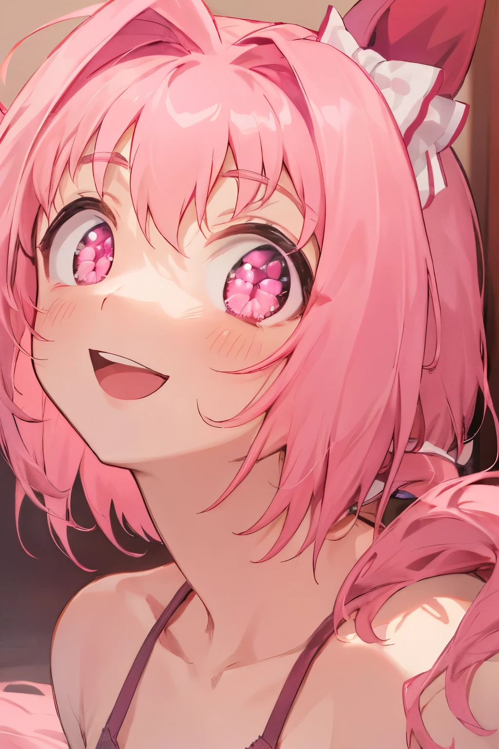 haru urara \(umamusume\), masterpiece, highest quality, super detailed face, whole body,underwear,(underwear),horse tail, fine and clear eyes, frontage, smile, open your mouth