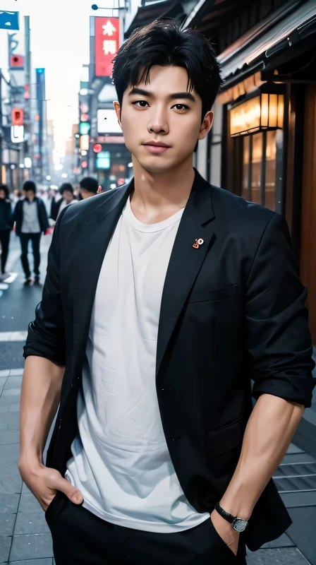 (RAW photo, highest quality)(8k, highest quality, masterpiece: 1.2), Super detailed, super resolution, (realistic, realistic photo: 1.37) Tokyo, 30 generation men, Have fun with friends,  Japanese,