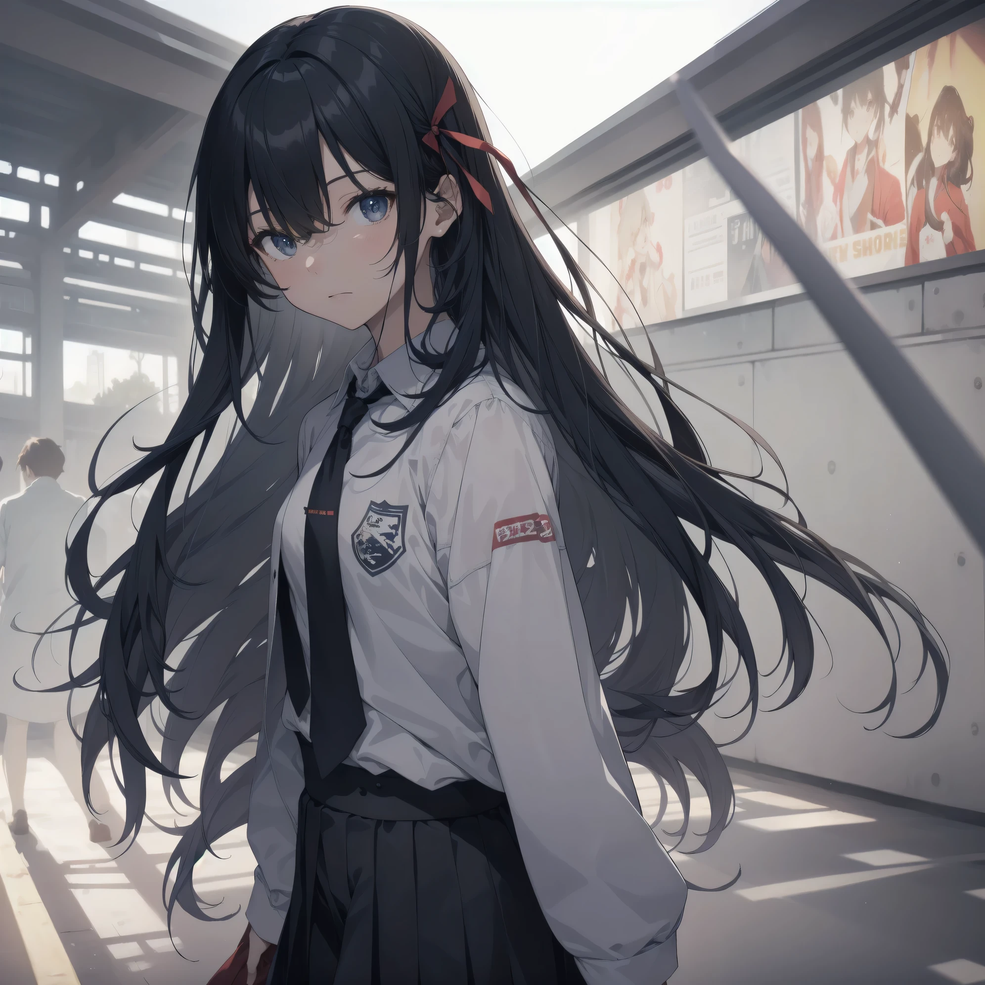 Super absurd quality by the god of art, super detailed, High resolution, anime moe art style, Best Anime 8K Kona-chan Wallpaper, pixiv contest winner, perfect anatomy, break, (眠そうにalone学校へ行く女の子を描いてください. )break,1 girl, (alone,little woman, cute face, :1.3),All limbs, full finger,, The charm of an immature body, (very_short hair), shortcut, Bang, flat chest, small ass, between legs, small black eyes, detailed and beautiful eyes, Well-proportioned iris and pupils, expressive eyes, High resolutionの詳細な髪, neck ribbon, shirt, collared shirt, skirt, pleated skirt, school uniform, (detailed lighting), (detailed background), On the way to school. break,super dense skin, Best cinematic lighting powered by famous artist, 8k,Beauty Illustration,photoshop_(Moderate),Absurd Hi-Res,Hmm,rough skin,break,((artist:Fujiyama)), artist:Fujichoko,artist:Yamamoto_Soichiro,artist:hanekoto