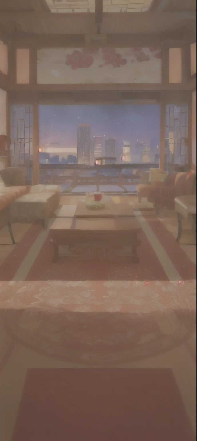 have a room，red carpet，There is a big window, interior background art, Detailed Landscape—Width 672, cozy cafe background, personal room background, anime background art, background art, Random background scene, Anime Landscape Concept Art, ballroom background, Relaxation concept art, lounge background, Dream China Town, Warm home background, city in background