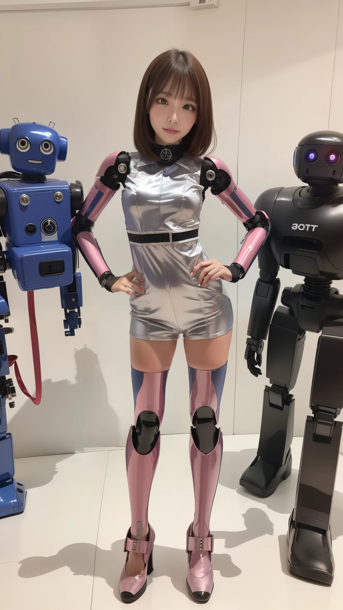 Silver satin nurse uniform, Silver satin nurse costume, robot