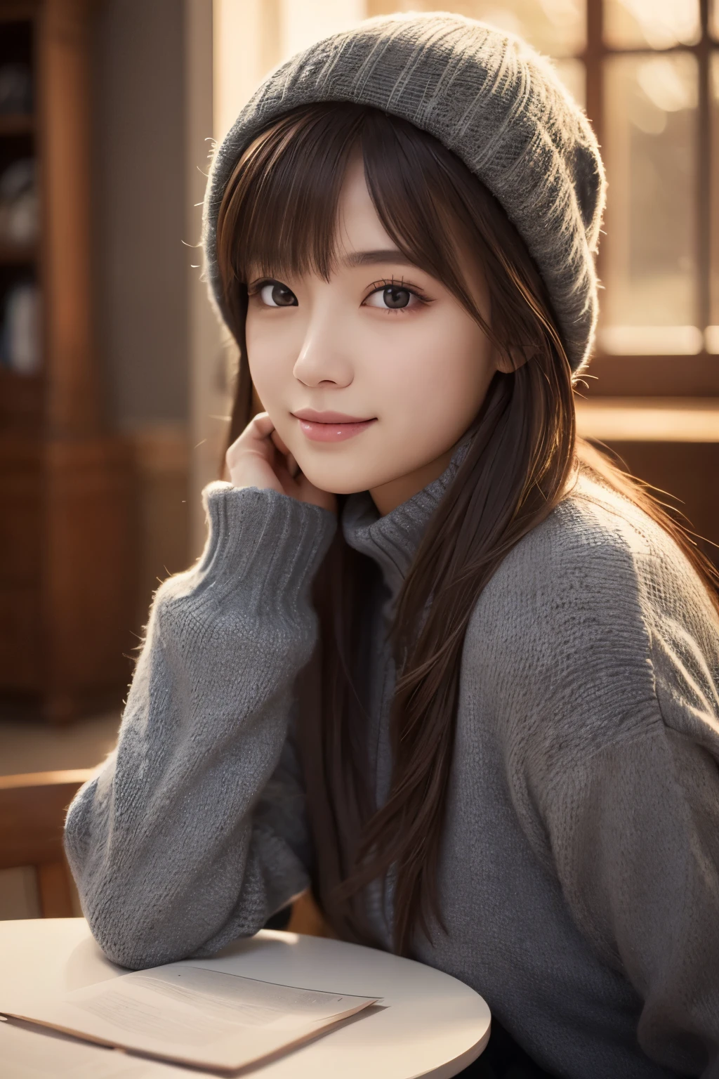 1 girl, (wear winter clothes:1.2), (immature, highest quality), (realistic, Photoreal:1.4), table top, very delicate and beautiful, very detailed, 2k wallpaper, wonderful, finely, very detailed CG Unity 8K 壁紙, super detailed, High resolution, soft light, beautiful detailed girl, very detailed目と顔, beautifully detailed nose, detailed and beautiful eyes, cinematic lighting, winter scenery, perfect anatomy, slender body, taut, straight semi-long hair, bangs, looking at the viewer, slight smile