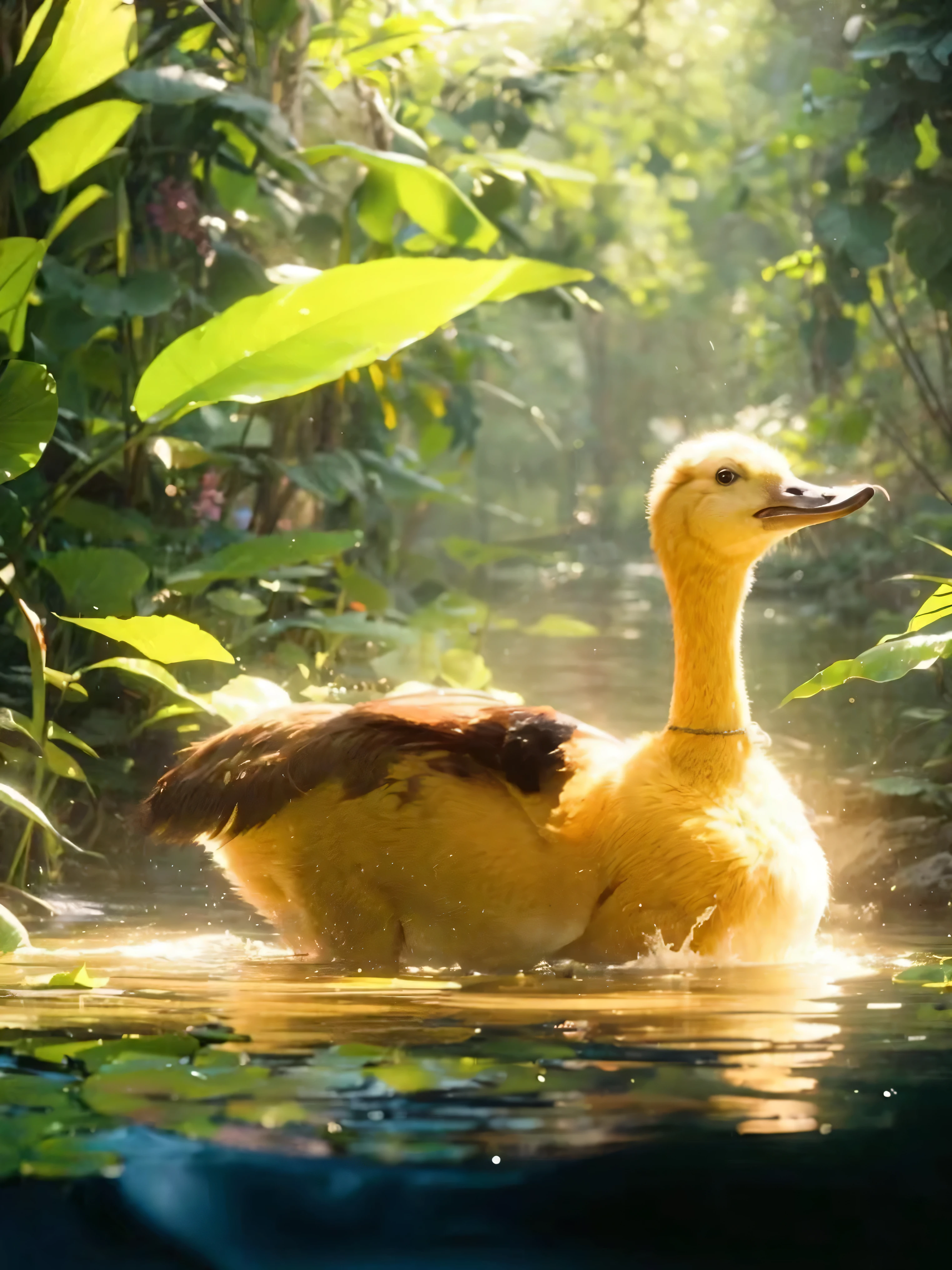 there is a duck that is swimming in the water, donald duck in real life, ryan gosling fused with a goose, kathy zyduck, fantasy duck concept portrait, still from nature documentary, still from a nature documentary, photorealistic disney, cute goose, subject= duck, by Jacob Duck, inspired by Jacob Duck, detailed duck, still from a live action movie