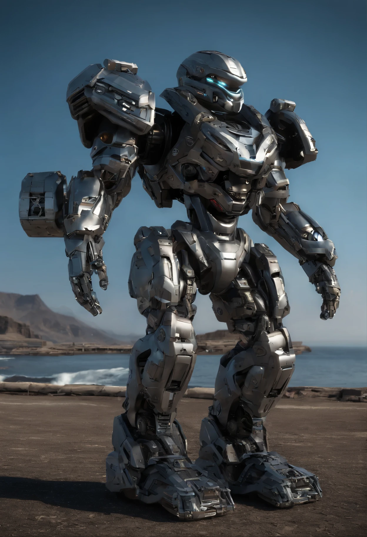 Crea al jefe maestro de halo portando una armadura imponente halo 5
