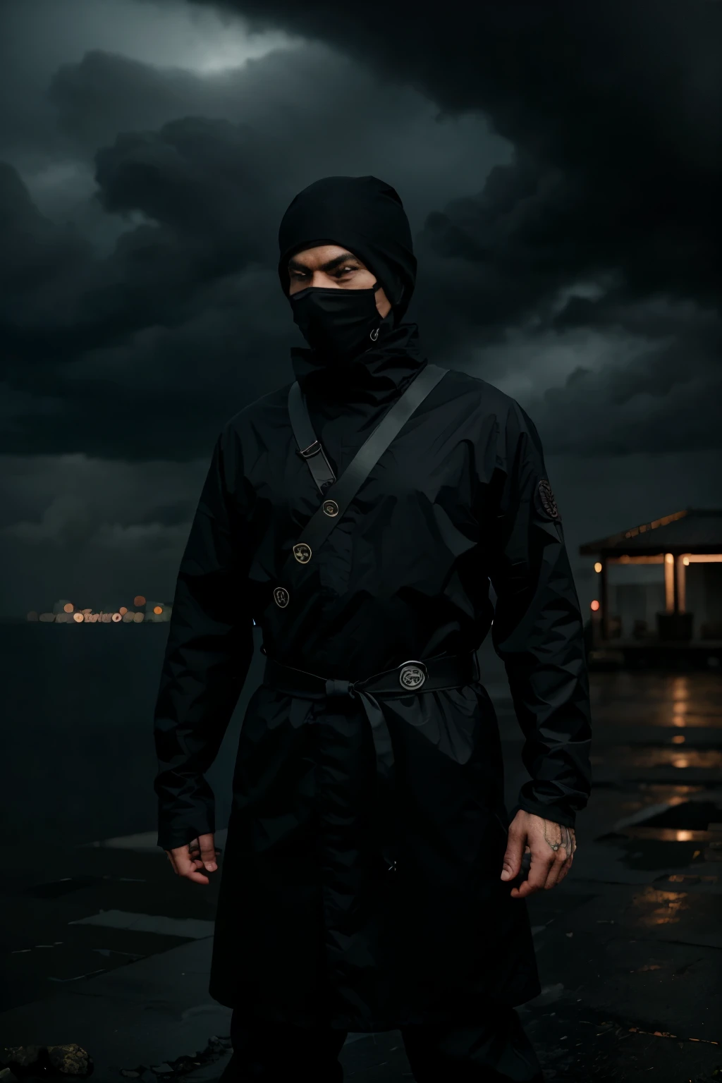 Ninja in a dark gloomy stormy place