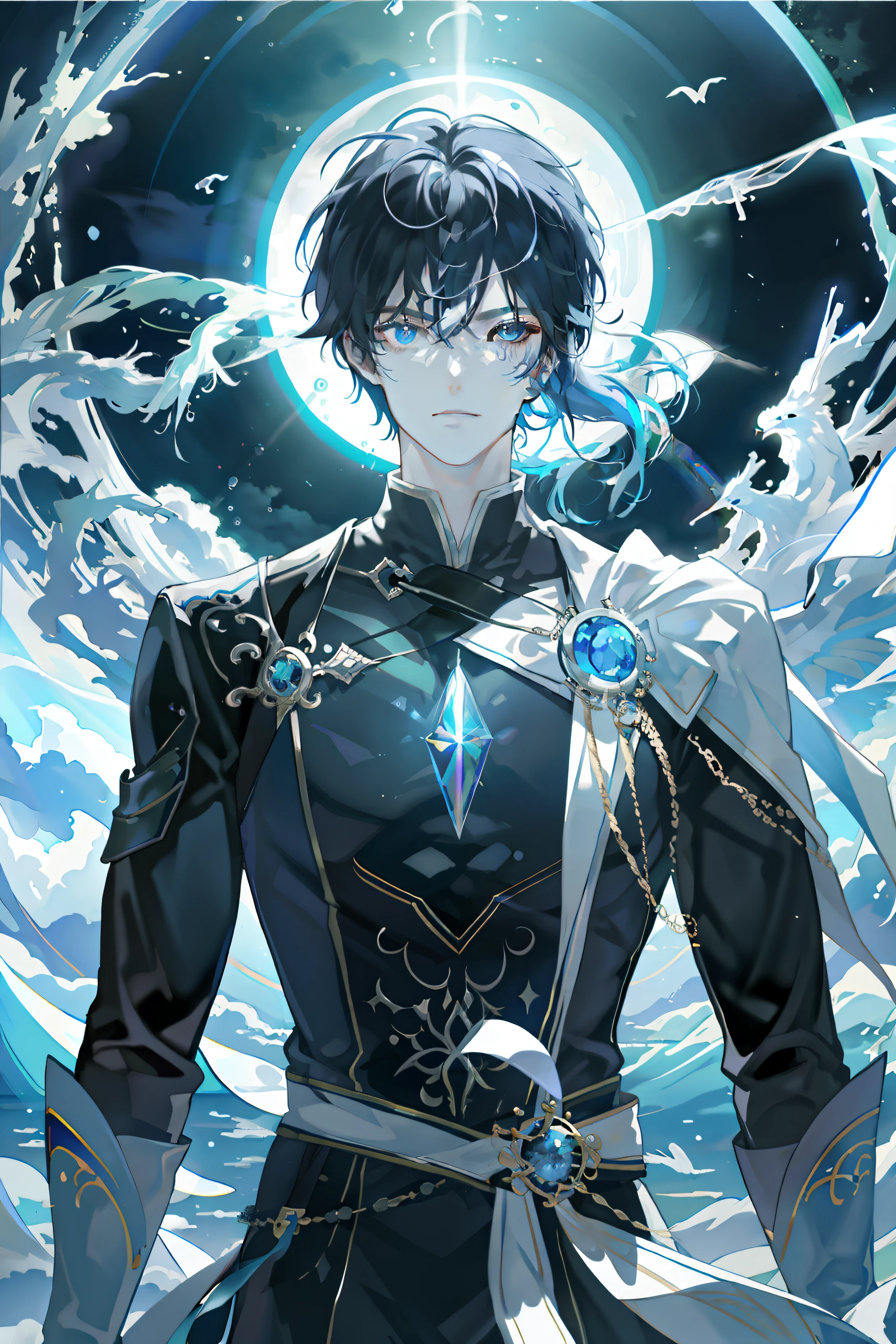 masterpiece、need、1 male、AS-Adult、tall muscular man、dark theme、magic circle、bubble、rainbow sunshine、under water、Reflector、floating glass pieces、rainbow light、Bubble rotation、wind vortex、aurora、wonderful scenery,、full body lesbian、Positive face、looking into camera