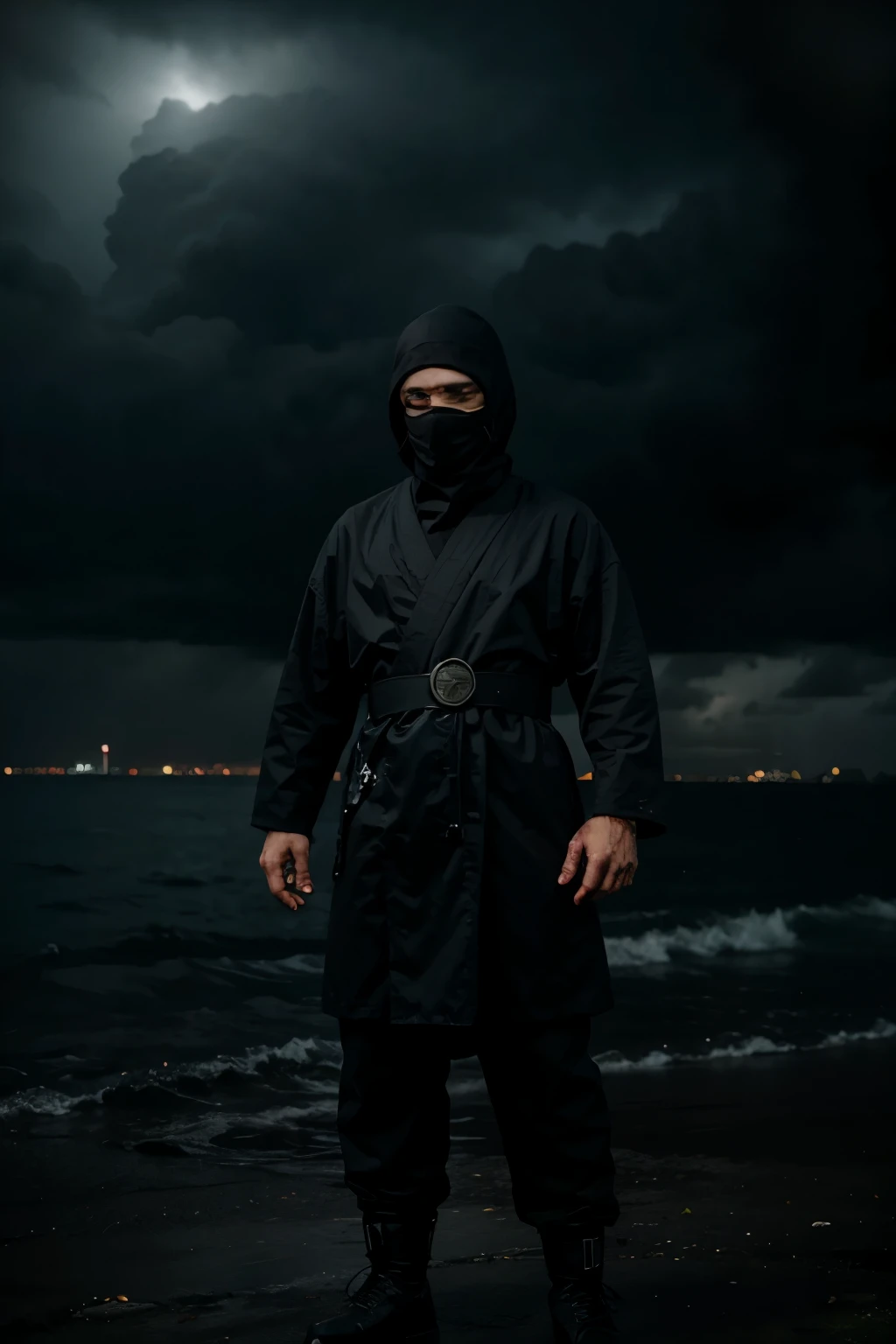 Ninja in a dark gloomy stormy place
