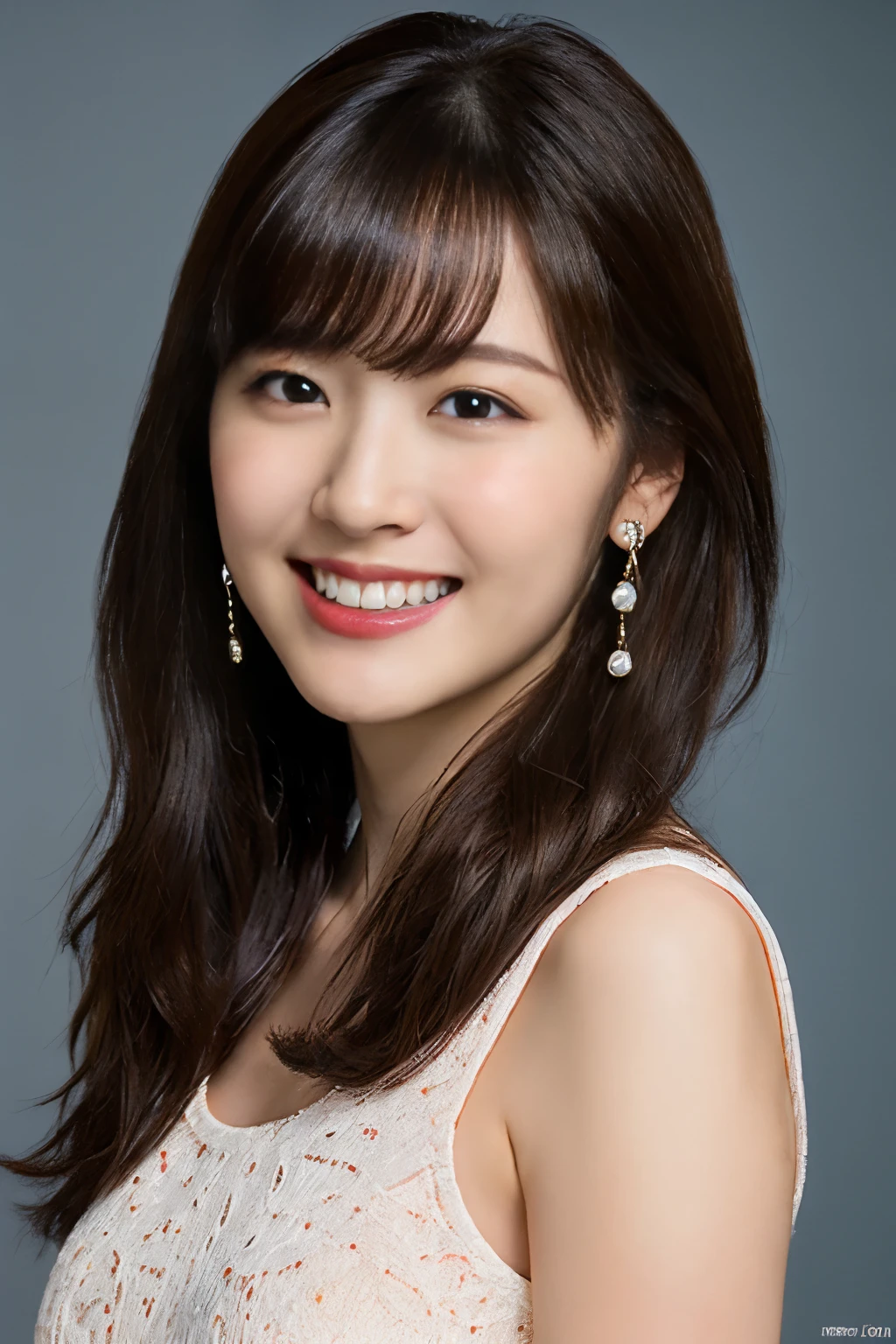 highest quality, masterpiece, ultra high resolution, (realistic:1.4),very detailed,professional lighting smile,black hair、hairstyle short cut、ear piercing