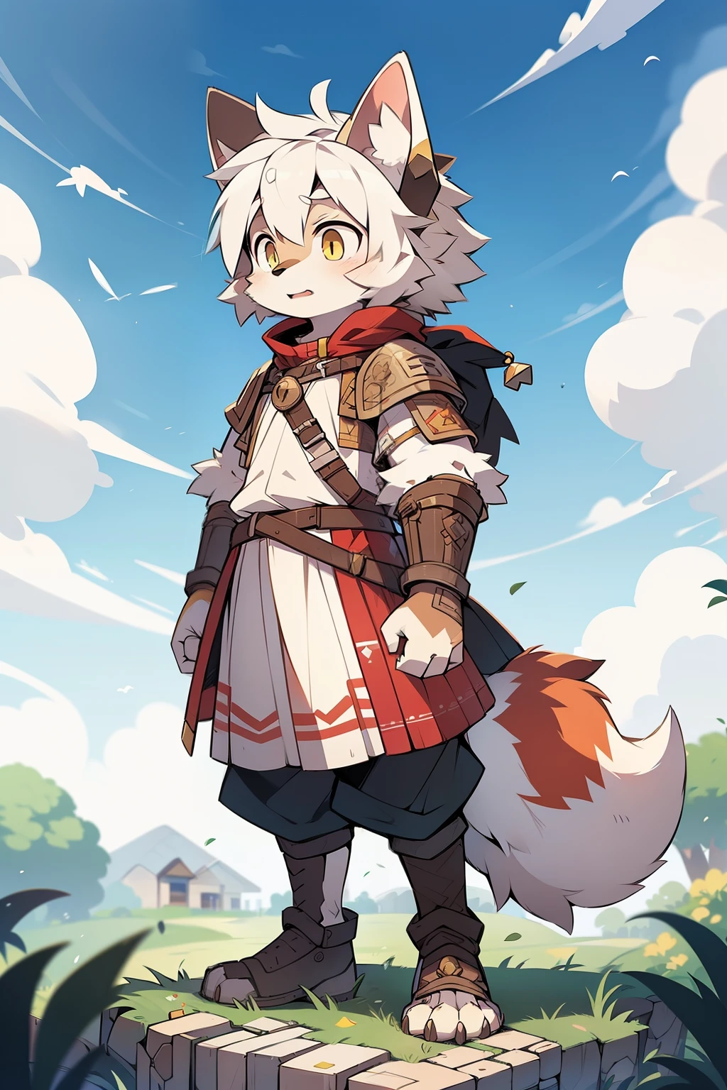 solo person,shaggy male,hairy bodies,shoun,coyote,canid,Gray fur,long white hair, yellow eye,Bullied,adolable,Handsome,large tail,full bodyesbian,Stand on the clouds,medieval clothes ,Immortals,Deities,Libido boy,Shota