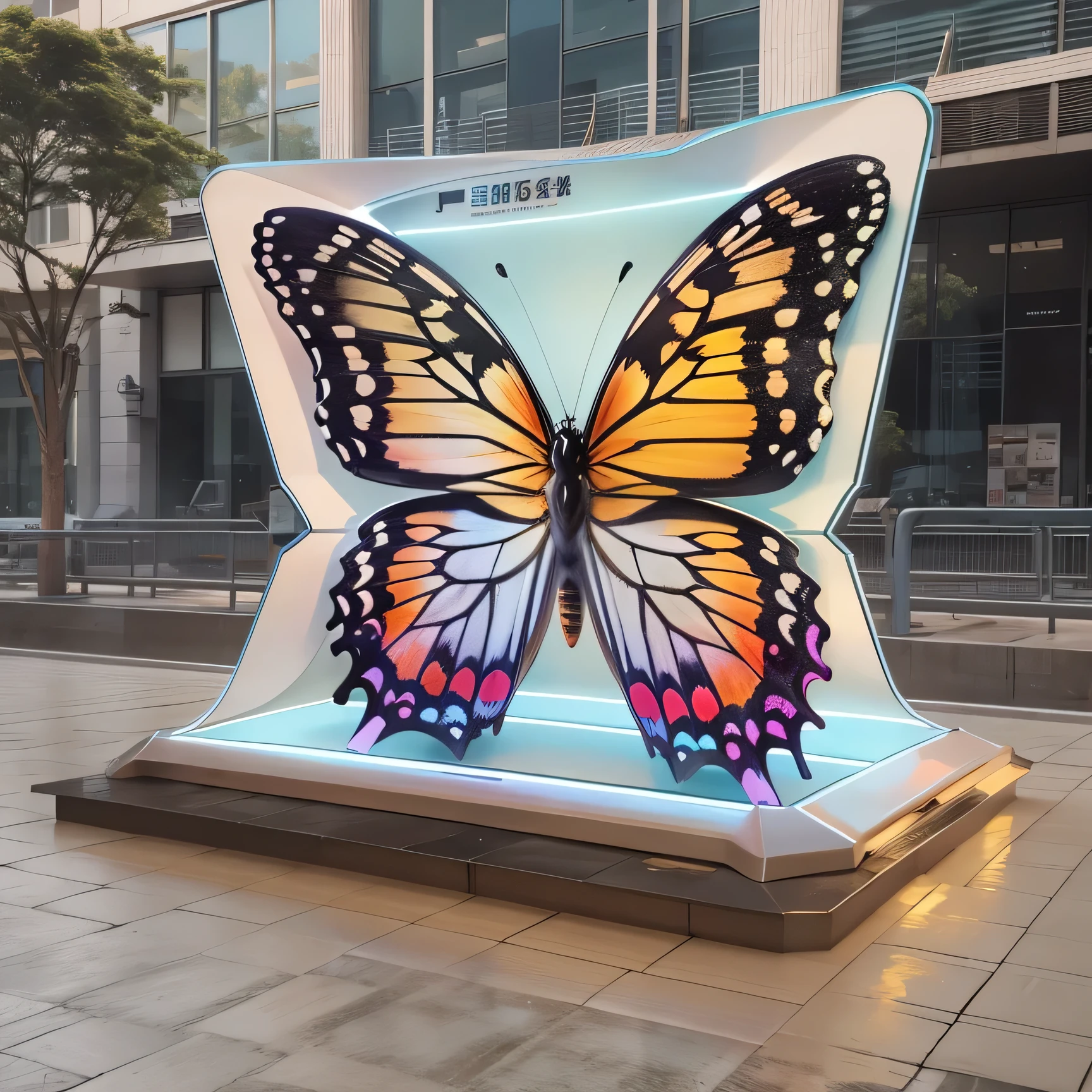 3.5m butterfly acrylic display device,3D modeling,full view,actual,tulip,Rendering suitable for commercial exhibition displays