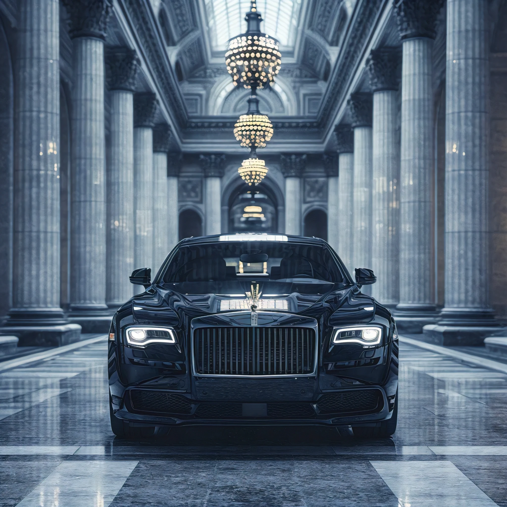 (symmetry, best quality,4k,8k,highres,masterpiece:1.2), luxury car, (photorealistic, high-resolution), vibrant colors, polished metallic surfaces, (reflection:1.1), sleek lines, (glistening headlights and taillights), (impeccable detailing and craftsmanship), (opulent interior:1.1), (gleaming leather seats), (state-of-the-art technology), (exquisite wood or carbon fiber trim), (dynamic:1.1) night scene, (illuminated cityscape:1.1), (glowing streetlights and neon signs), (dramatic shadows and highlights), (city skyline reflection), (perfectly still water with mirror-like reflections), (luxurious atmosphere:1.1), (elegant point of view), (impressive speed and power), (sense of awe and admiration), (captivating symmetry of the architecture)