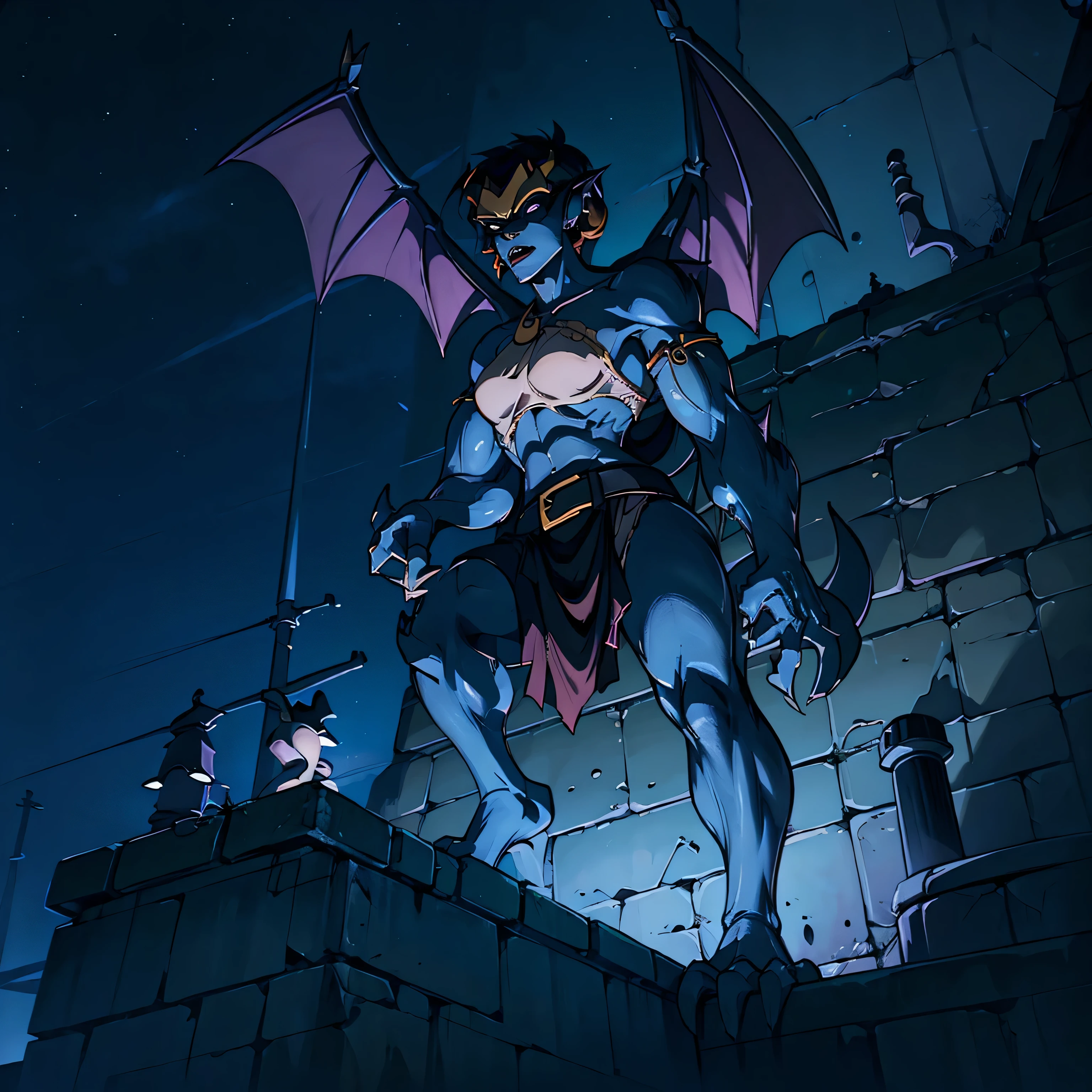 Disney's GARGOYLES, night time, photo-realistic, octane render, unreal engine, ultra-realistic