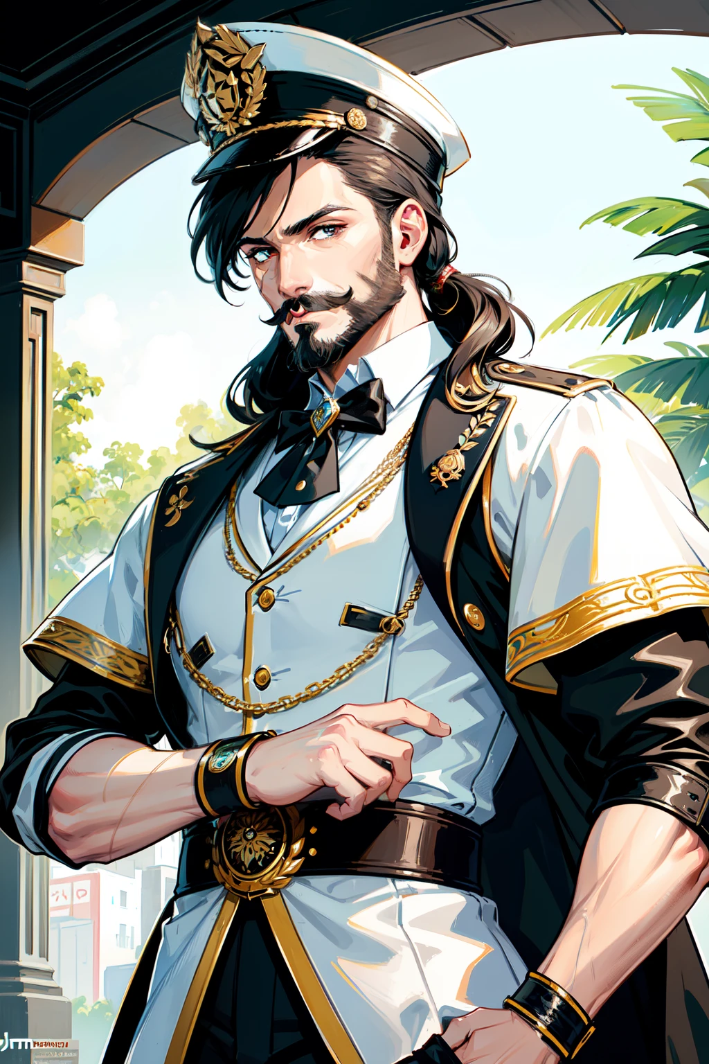 (a)man with stylish, changing hair,ultra-detailed portrayal of a man's face,exquisite facial features(bold:1.1), detailed eyes, detailed lips, masculine appearance, fashionable hairstyle(vibrant colors), fashionable clothing, confident expression, stylish beard and mustache,  [barber, trendy haircut], [barbershop] (1.1) (professional), (photorealistic:1.37), (best quality,highres), (studio lighting), (vivid colors), (bokeh)