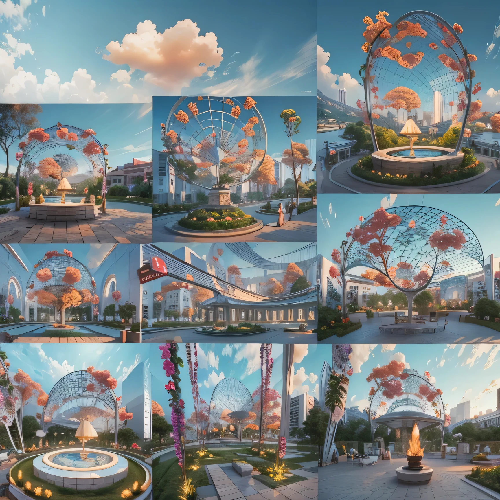 cloud swing，6 meters high，FRP、iron、Light，3D modeling，full view，actual，City、garden、Scenic Area、beach、farm landscape display