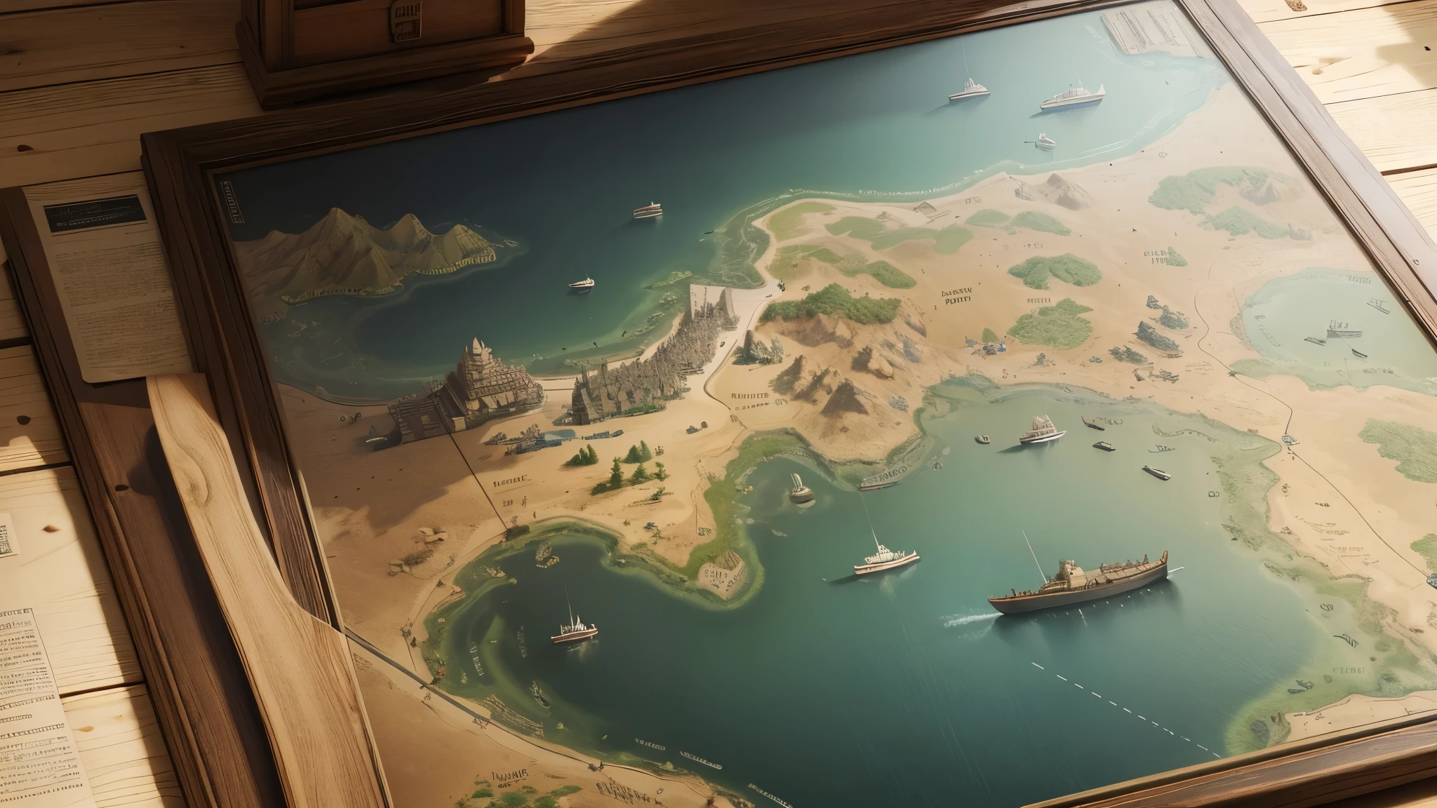 best quality, ultra high resolution,masterpiece, (reality,detail,close up)World War II,An ancient battle map