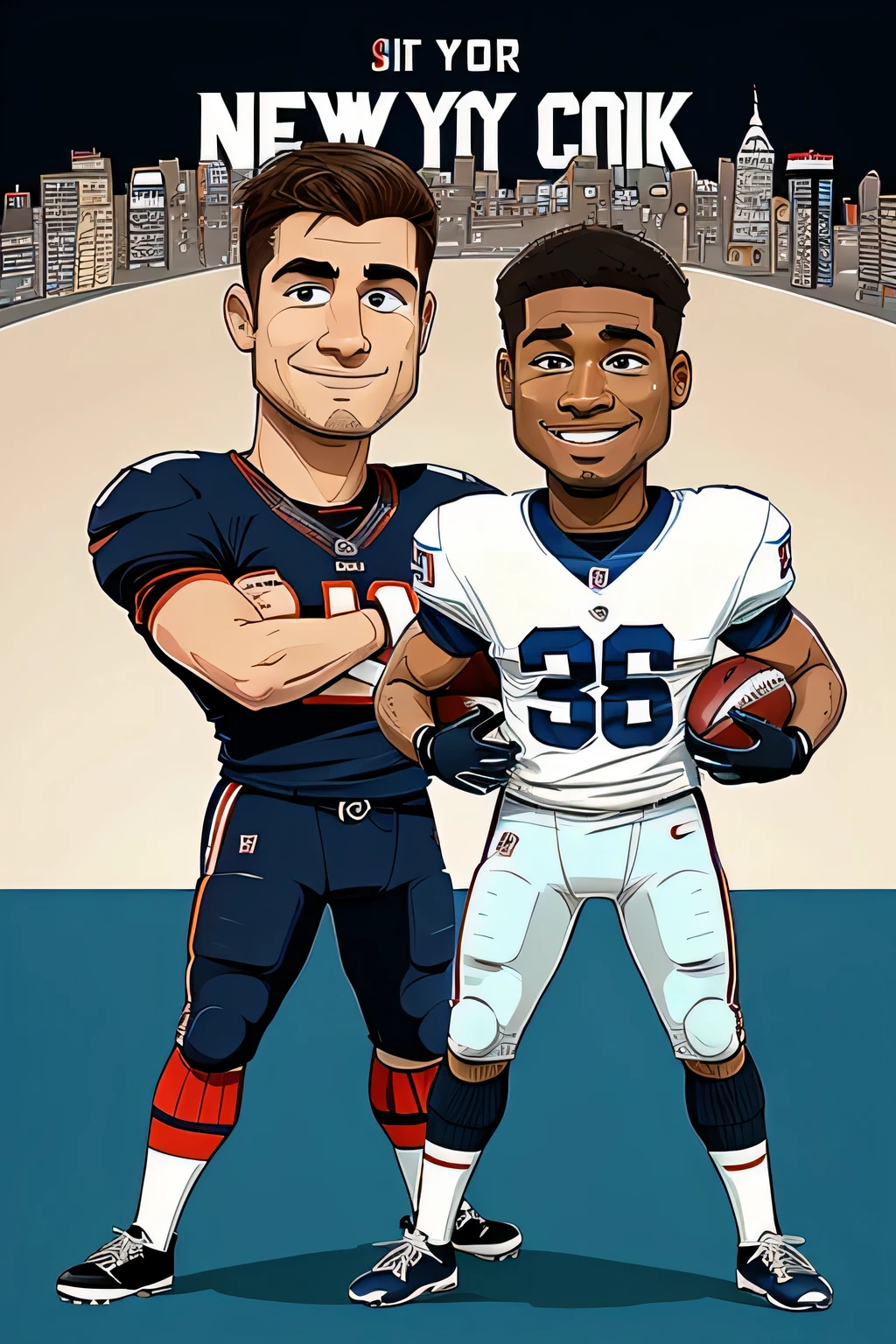 Football animated graphic related to new york city and giants
it shoud be like a cartoon and doodle