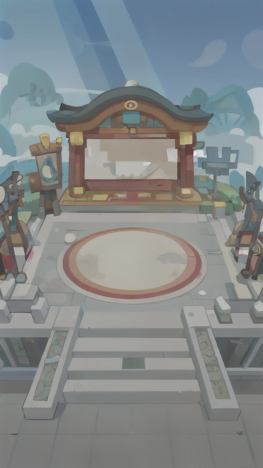 cartoon scene,, Q version,Chinese style,,flat style