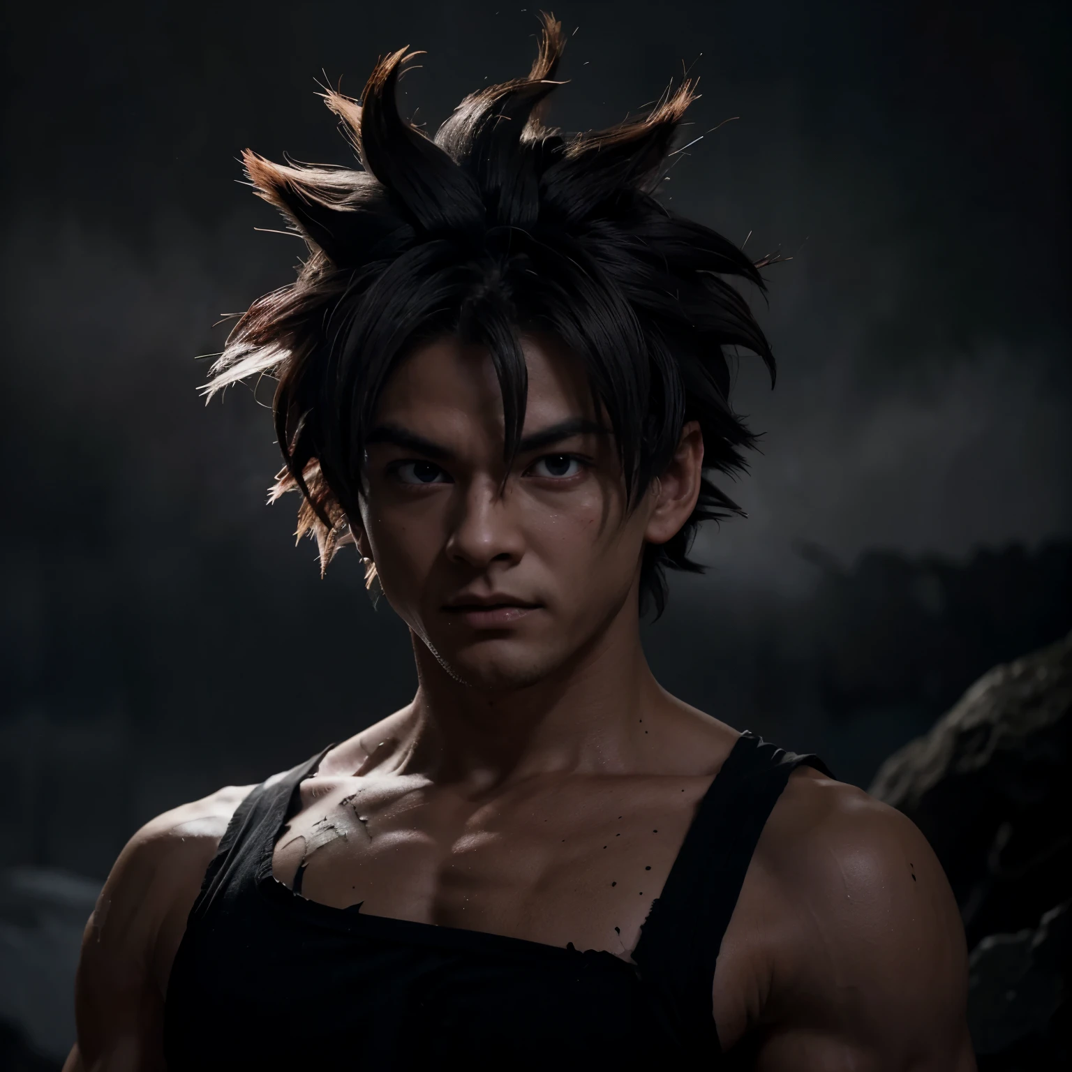 (best quality,4k,8k,highres,masterpiece:1.2),ultra-detailed,(realistic,photorealistic,photo-realistic:1.37),fierce and muscular antagonist,battle scene,strong facial expression,ripped muscles,aggressive stance,burning aura,destructive power,hostile glare,fighting Saiyan,explosion effects,Broly's towering figure,energetic and intense movements,advanced 3D rendering,emotionally charged atmosphere,modern digital illustration,dark and intense color scheme,dramatic lighting,detailed facial features,muscle definition on Broly's body,dynamic and epic composition,inspired by Dragon Ball Z,impressive energy waves,highly detailed clothing,wind-blown hair,emphasized power and strength,symbolic power transformations,combat-ready,chaotic and turbulent energy,exaggerated special effects,signature green aura of Broly,ferocious battlescene.