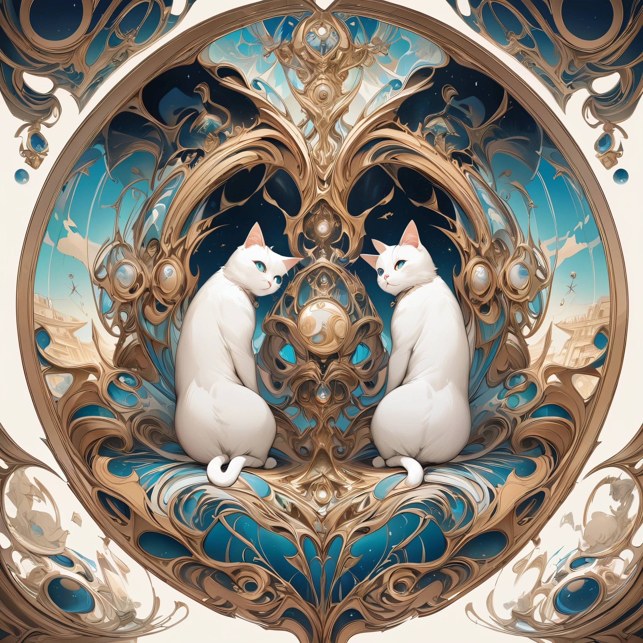 symmetry，symmetry图案，cat，8k，Detailed depiction，Ultra-fine，surreal，super detailed，best quality，masterpiece